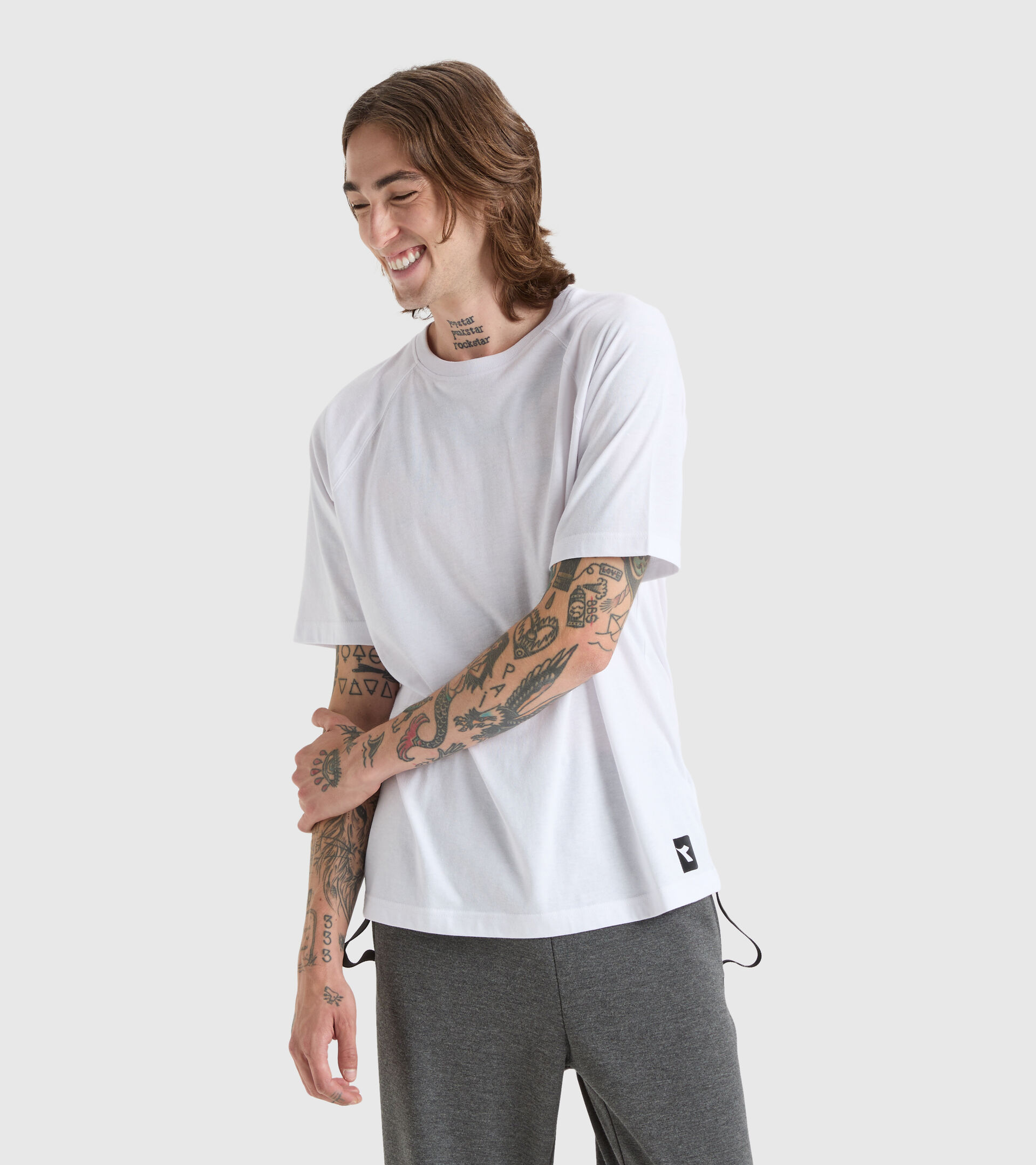 T-shirt en coton et polyester - Homme T-SHIRT SS  URBANITY BLANC VIF/NOIR - Diadora