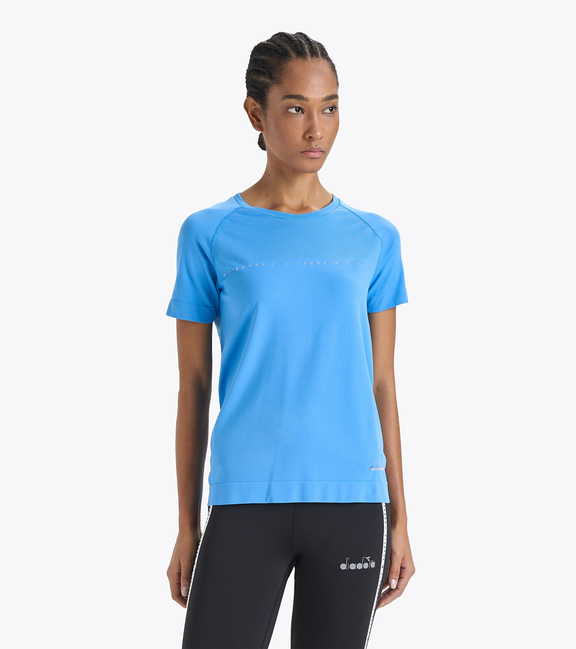 Laufshirt Made in Italy - Damen L. SS SKIN FRIENDLY T-SHIRT BLUE PRINT - Diadora