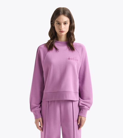 Sweatshirt - Women L. SWEATSHIRT CREW ATHL. LOGO VIOLET MULBERRY - Diadora
