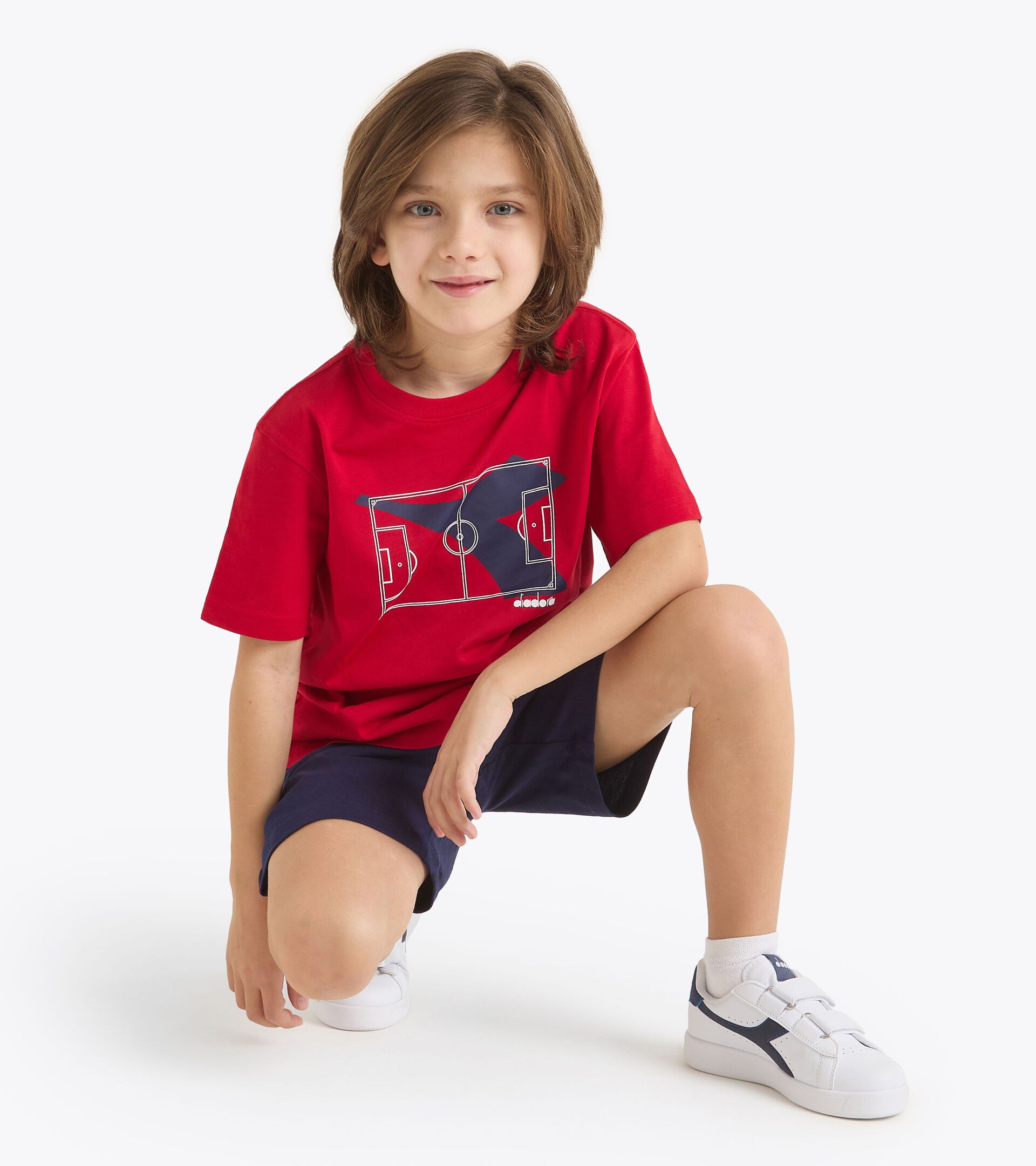 Sports set - T-shirt and shorts - Boy JB. SET  ESSENTIAL SPORTS SS RED SALSA - Diadora