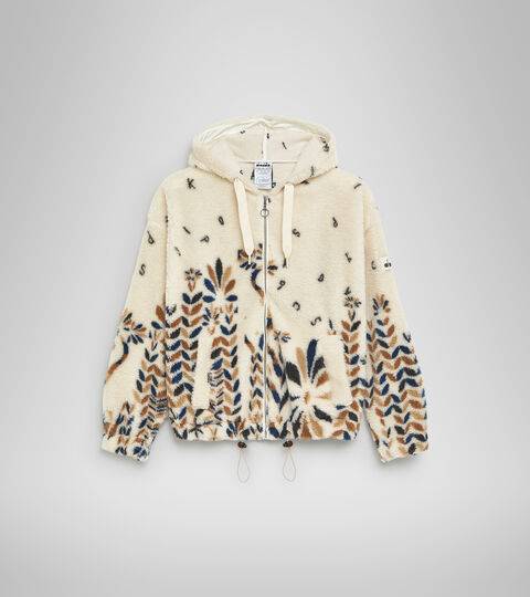 L. HOODIE FZ MANIFESTO 2030, BLANC ANCIEN Sweat-shirt de sport à capuche - Femme L. HOODIE FZ MANIFESTO 2030 BLANC ANCIEN - Diadora