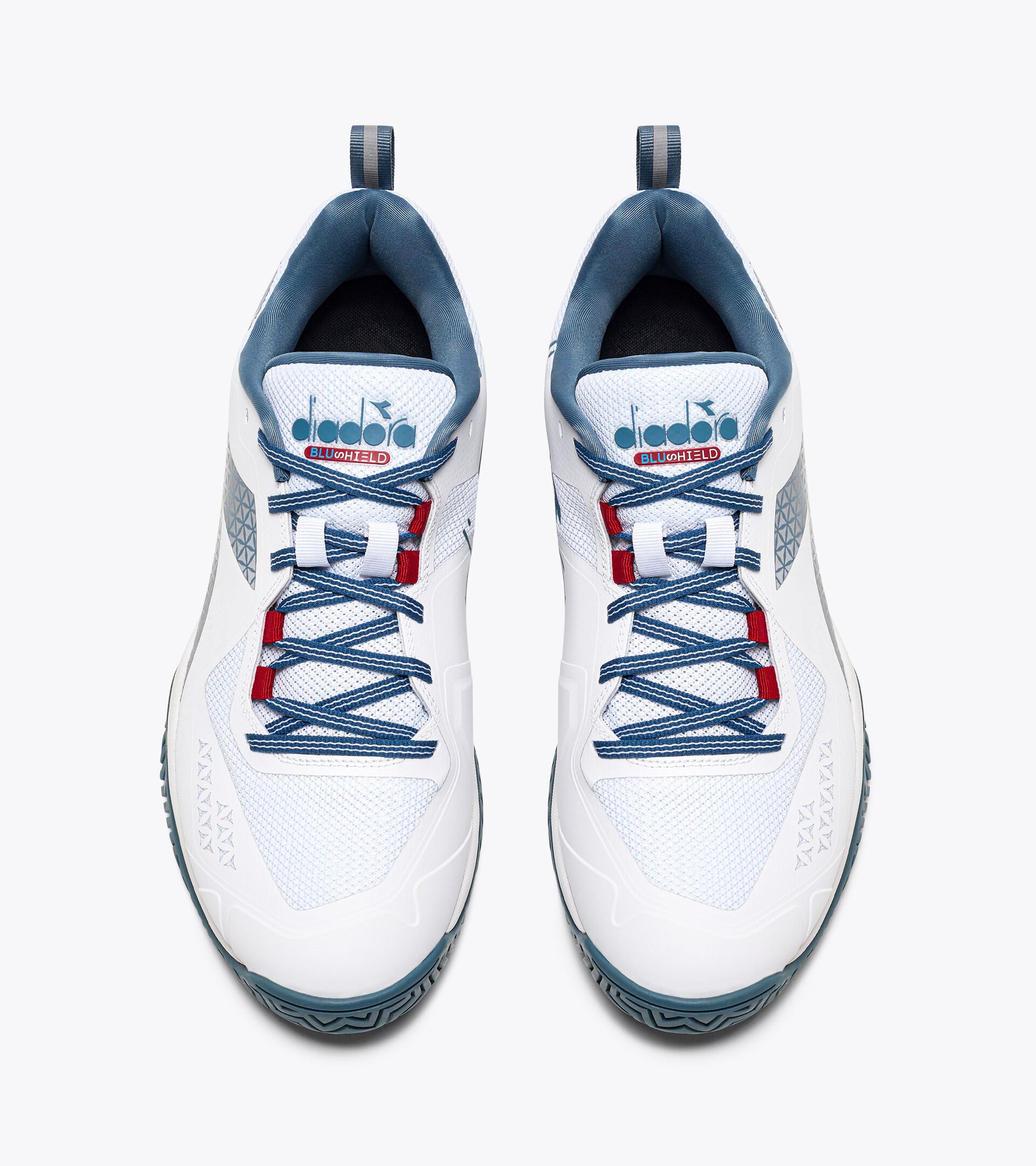 Tennis shoes for hard surfaces or clay - Men BLUSHIELD TORNEO 2 AG WHITE/OCEANVIEW/SALSA - Diadora