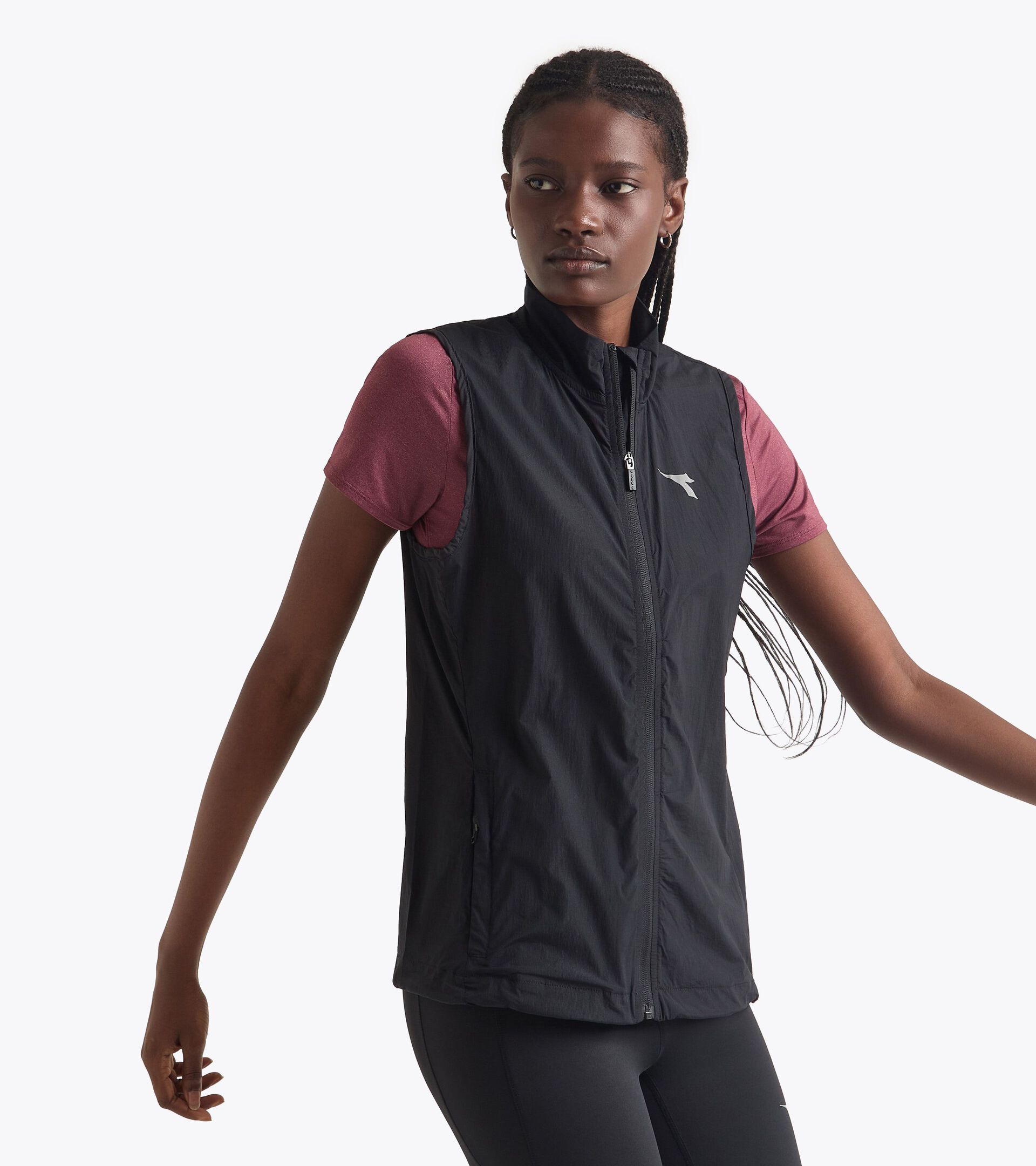 Chaleco cortavientos plegable§Running§Mujer L. WINDBREAKER PACKABLE VEST NEGRO - Diadora