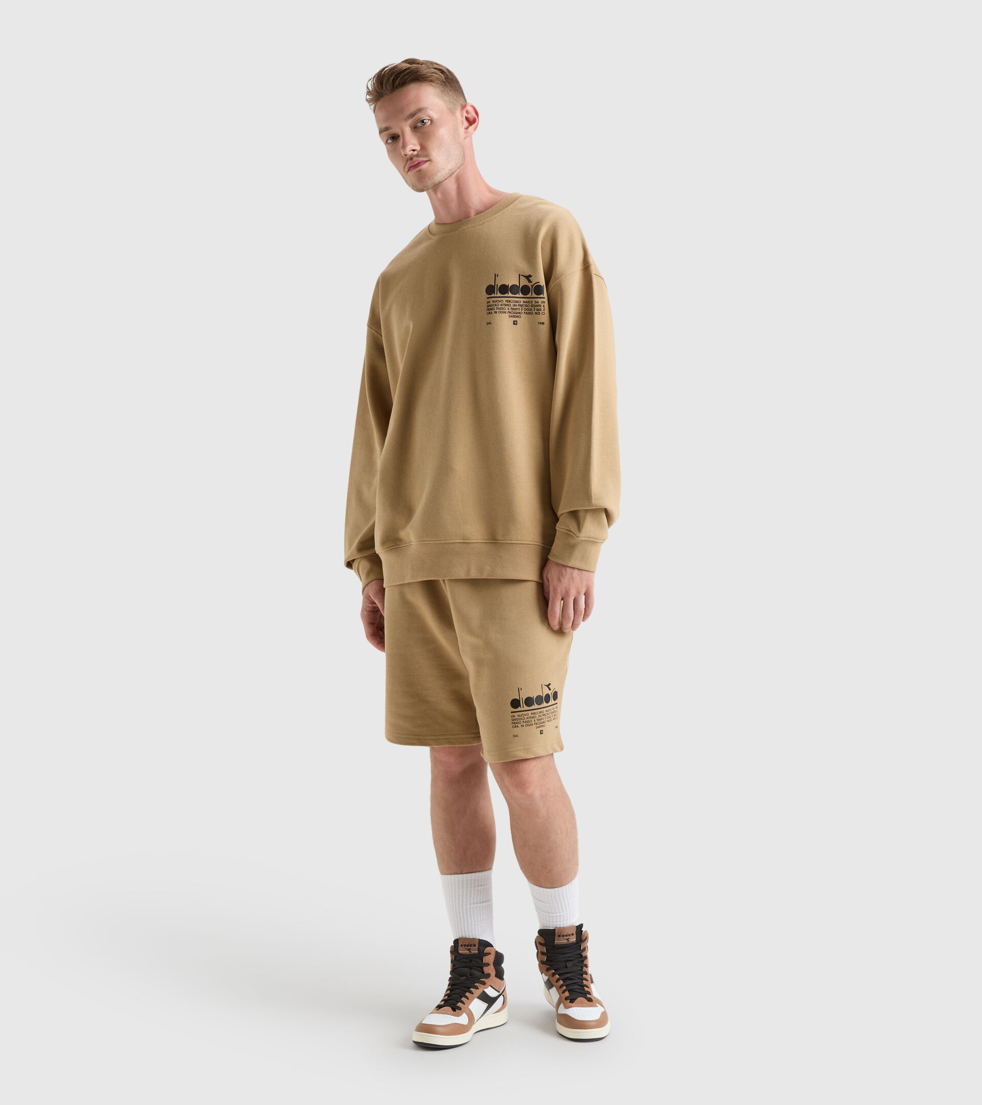 Cotton sweatshirt - Unisex SWEATSHIRT CREW MANIFESTO BEIGE TAN - Diadora