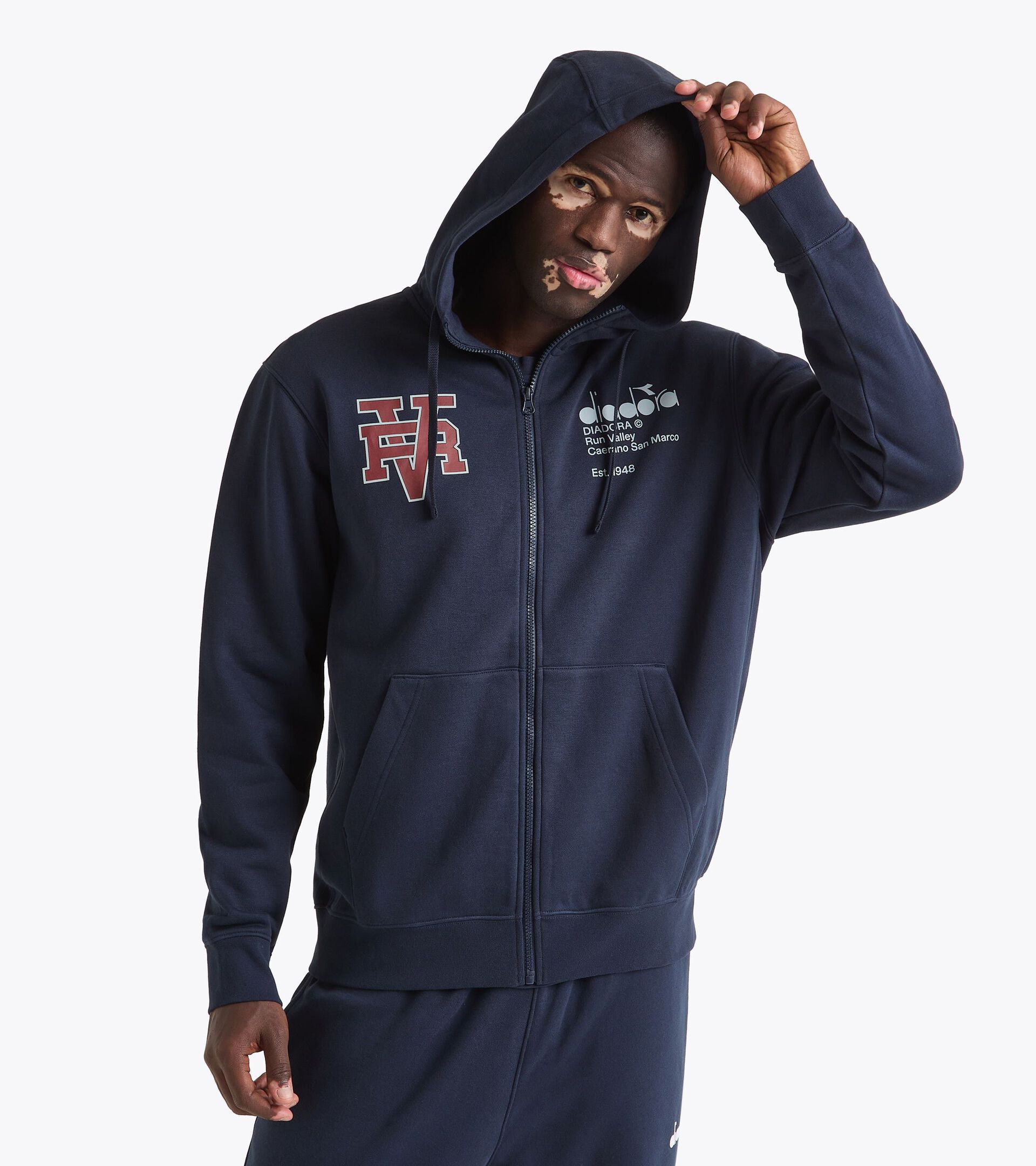 Hoodie - Run Valley - All-gender HOODIE FZ RUN VALLEY BLUE DENIM - Diadora