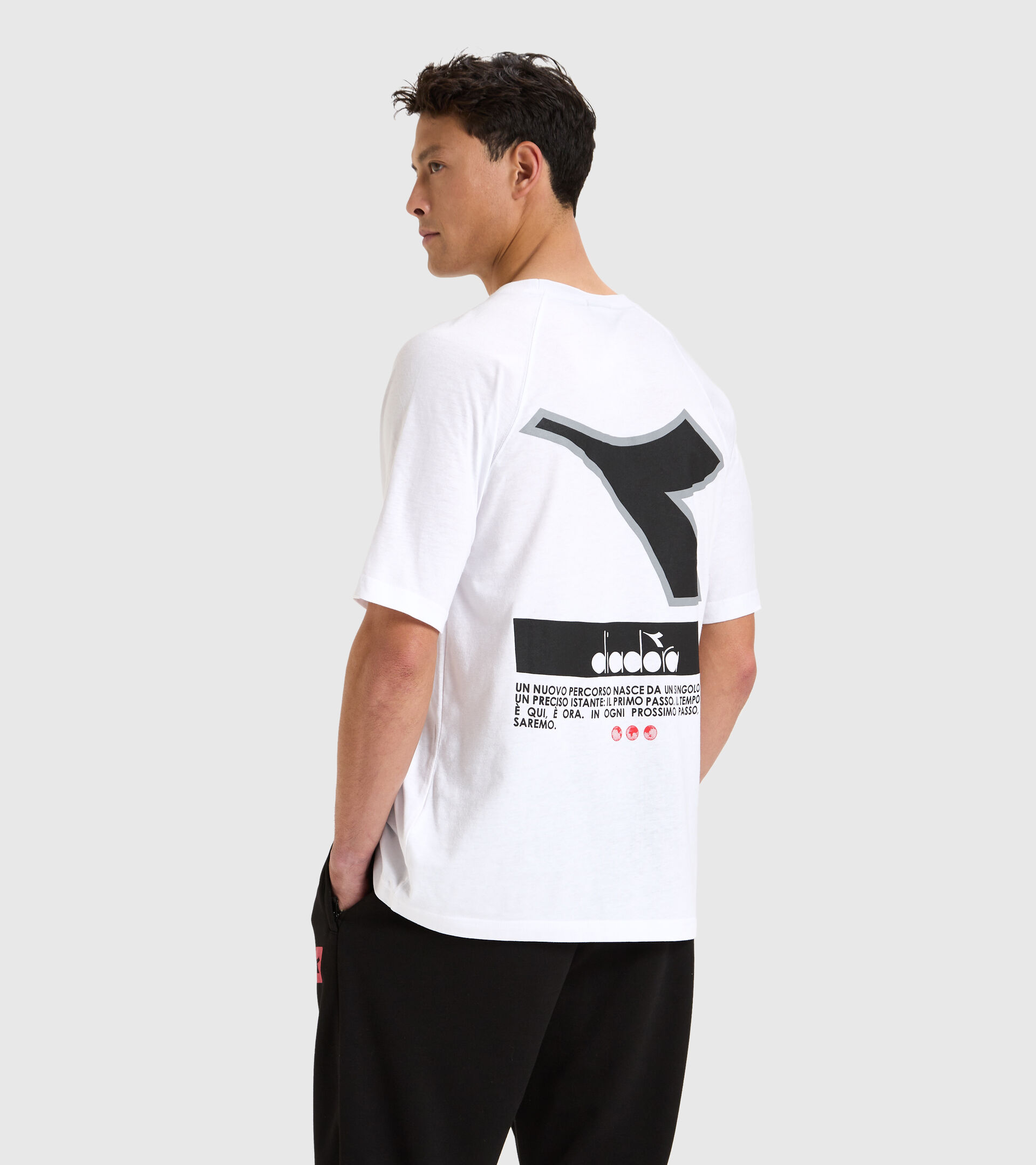 T-shirt en coton mélangé - Homme T-SHIRT SS URBANITY BLANC VIF/NOIR - Diadora
