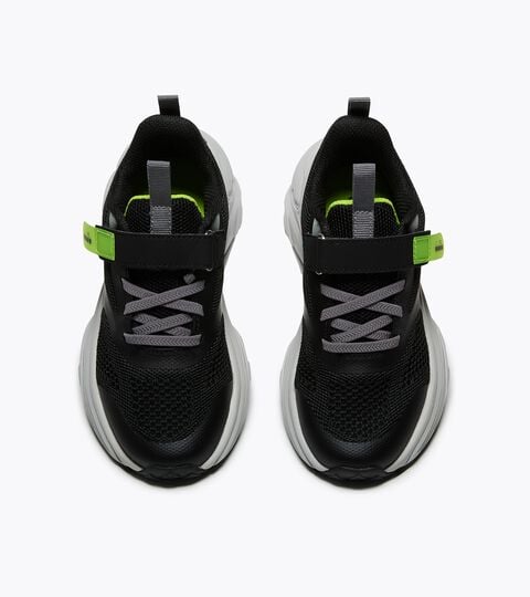 Running shoe - Double lacing system - Junior
 SNIPE 4 JR BLACK/SILVER DD/ACID GREEN - Diadora