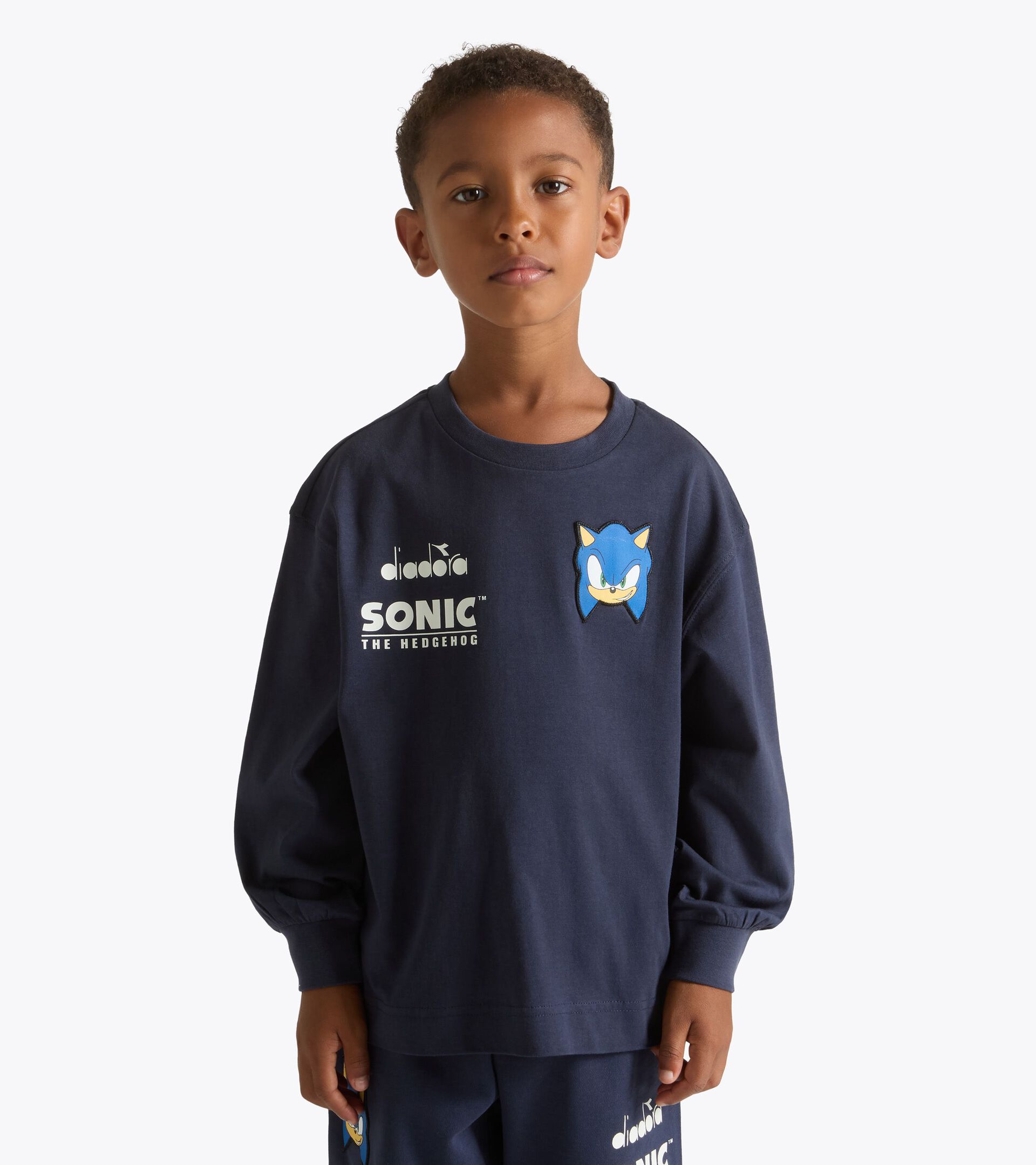 Long-sleeved T-shirt - Boys and girls JU. T-SHIRT LS SONIC BLUE DENIM - Diadora