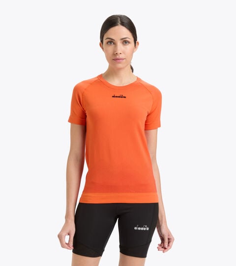 Camiseta para correr Made in Italy - Mujer L. SS SKIN FRIENDLY T-SHIRT ROJO INTENSO/NARANJA BERMELLON - Diadora