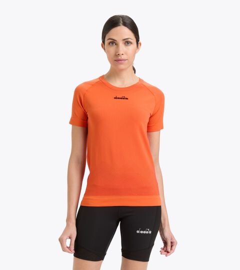 Lauf-T-Shirt Made in Italy - Damen L. SS SKIN FRIENDLY T-SHIRT FEUERROT/ORANGE ZINNOBERROT - Diadora