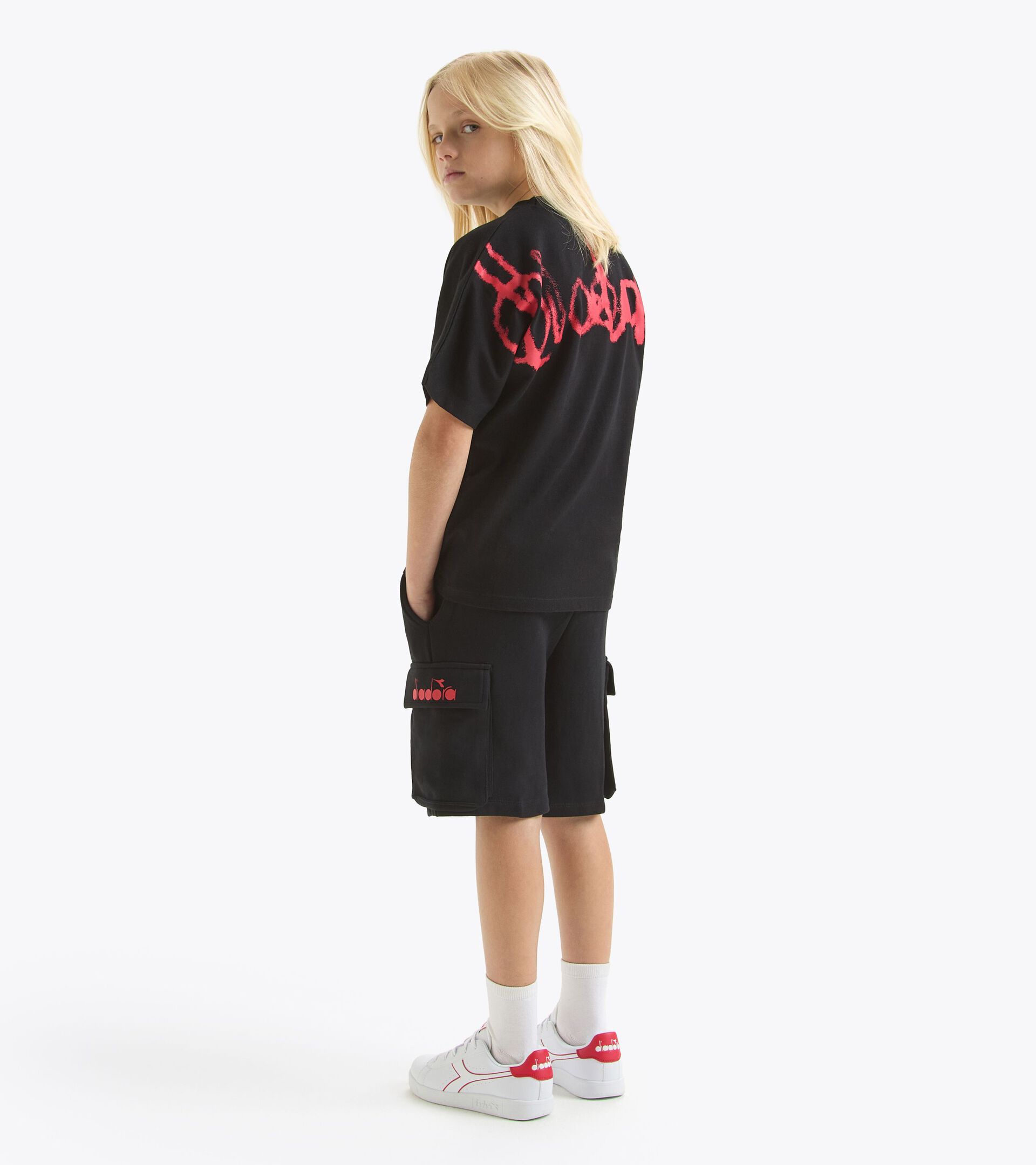 T-shirt en coton - Garçon JB. T-SHIRT SS SL GRAFFITI NOIR - Diadora