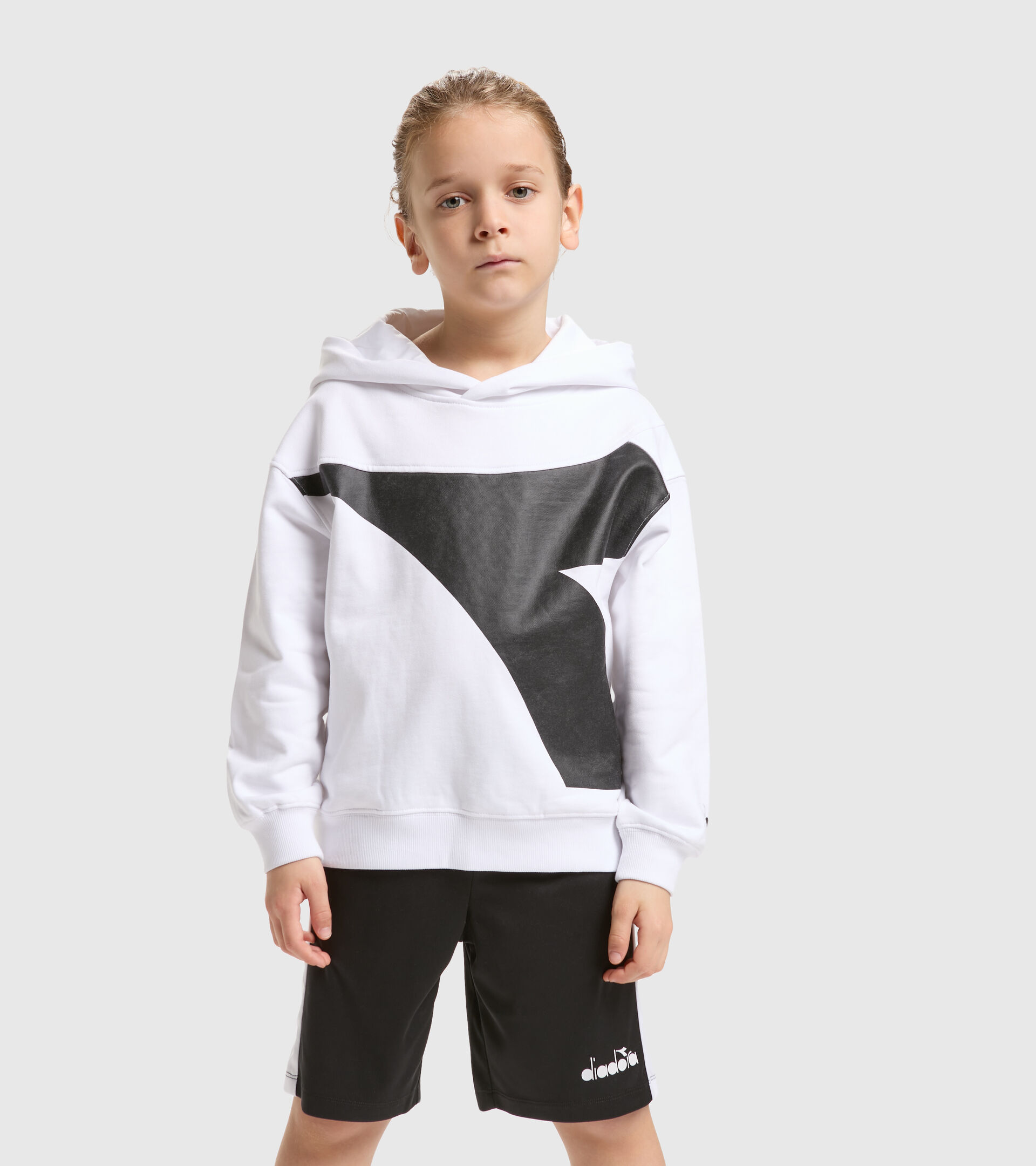 Felpa sportiva maxi logo - Ragazzi JB.HOODIE POWER LOGO BIANCO OTTICO - Diadora