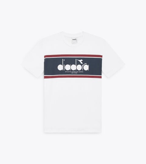 T-SHIRT SS LOGO, BIANCO OTTICO/ROSSO IMPERO T-Shirts - alle Geschlechter T-SHIRT SS LOGO BIANCO OTTICO/ROSSO IMPERO - Diadora