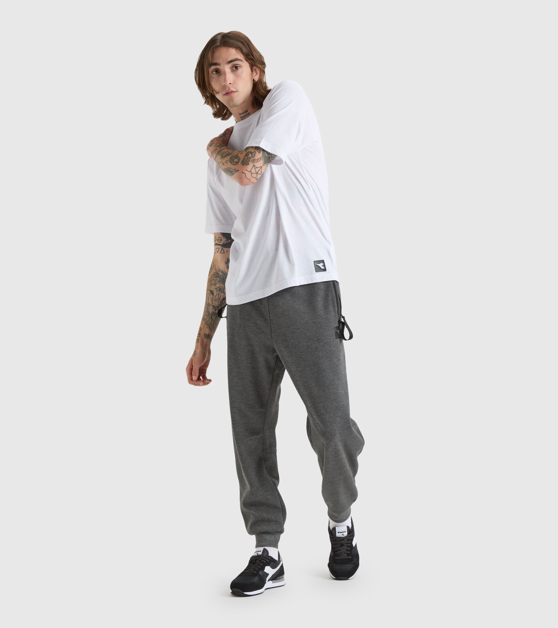 Cotton and polyester T-shirt - Men’s T-SHIRT SS URBANITY OPTICAL WHITE/BLACK - Diadora