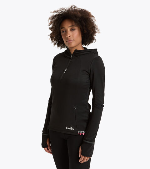 Felpa da running invernale - Donna L. HD WARM UP WINTER SWEAT NERO - Diadora