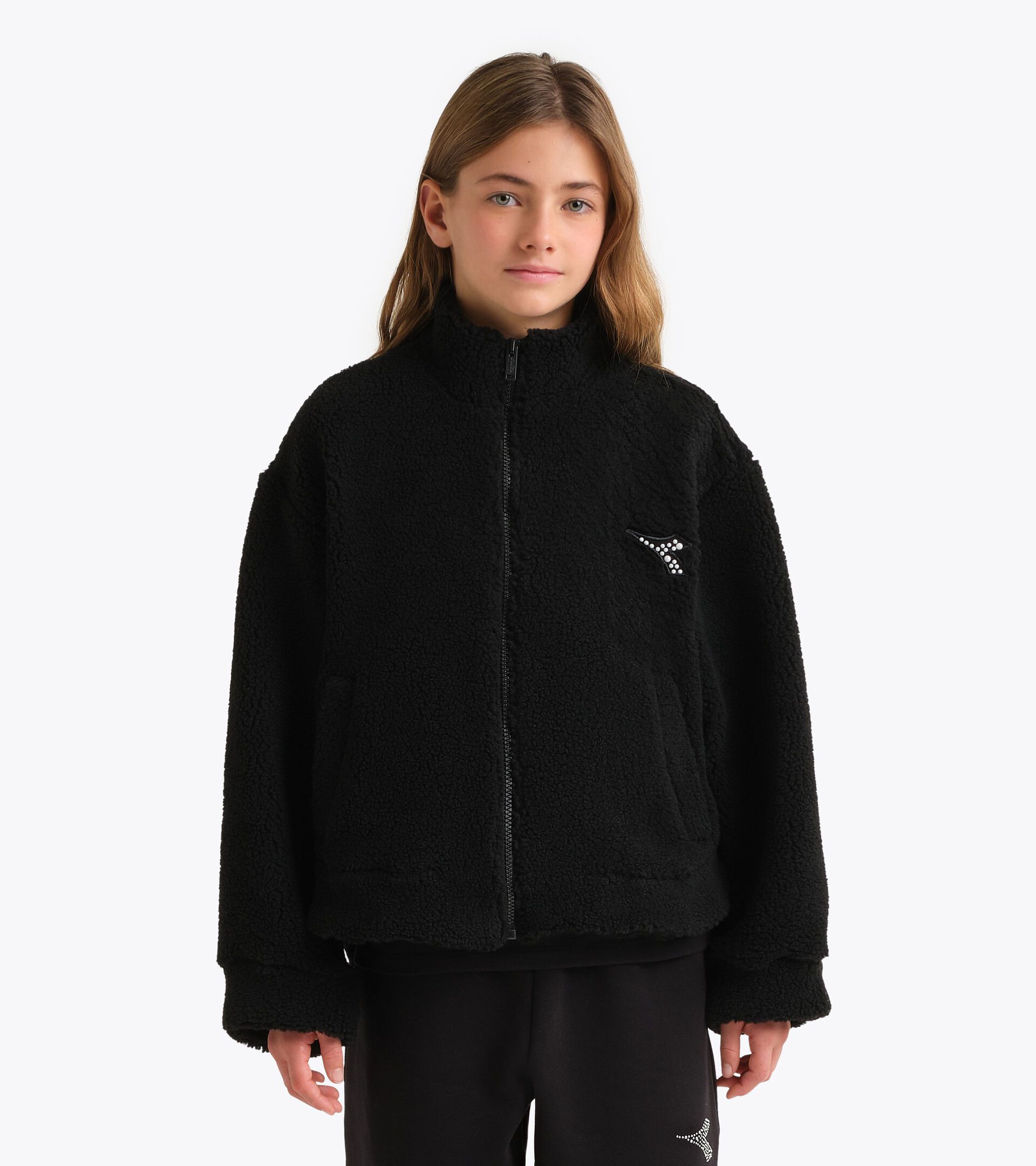 Sweatjacke Teddy - M&auml;dchen JG. TEDDY FZ RHINESTONE SCHWARZ - Diadora