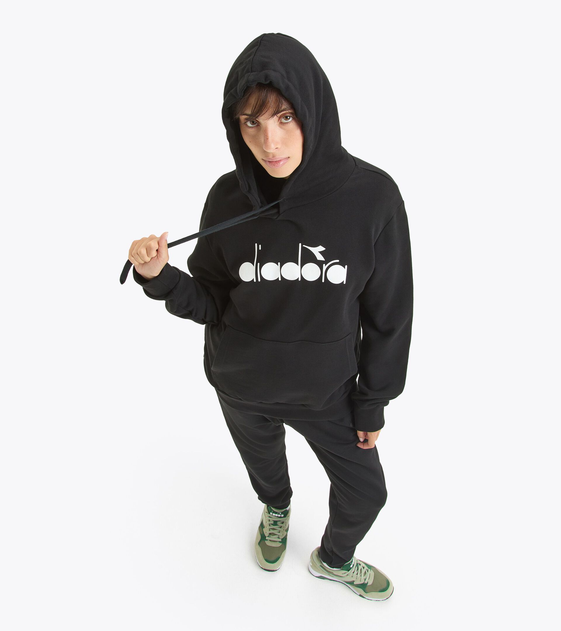 Sportliches Sweatshirt mit Kapuze - Made in Italy - Gender Neutral HOODIE LOGO SCHWARZ - Diadora