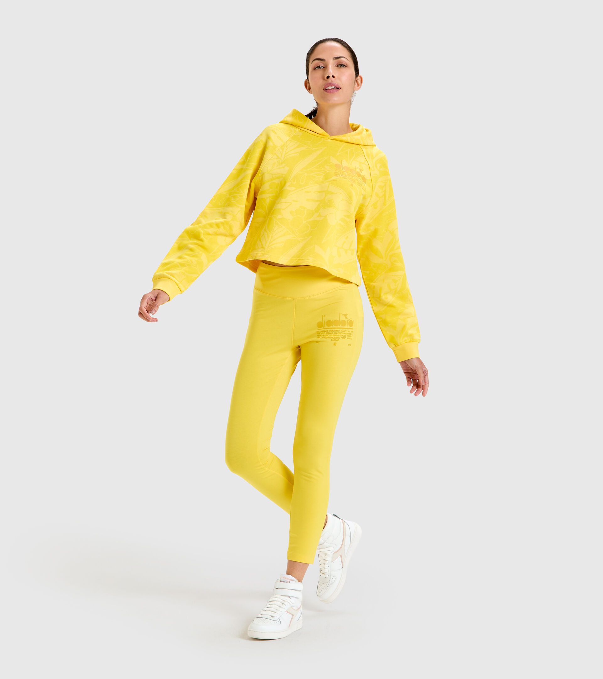 Cropped Cotton hoodie - Women L. HOODIE CROP MANIFESTO YELLOW LENS - Diadora