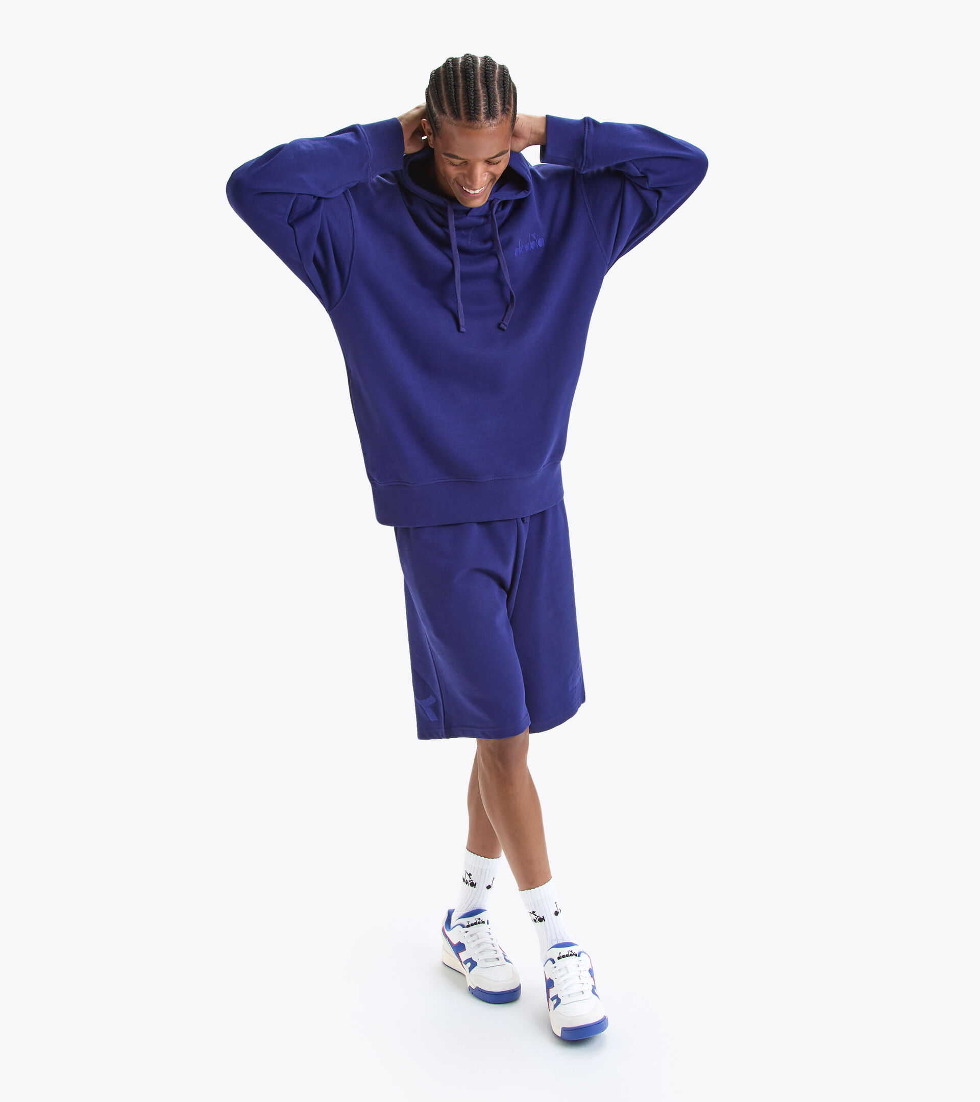 Cotton hoodie - Gender neutral HOODIE SPW LOGO BLUE PRINT - Diadora