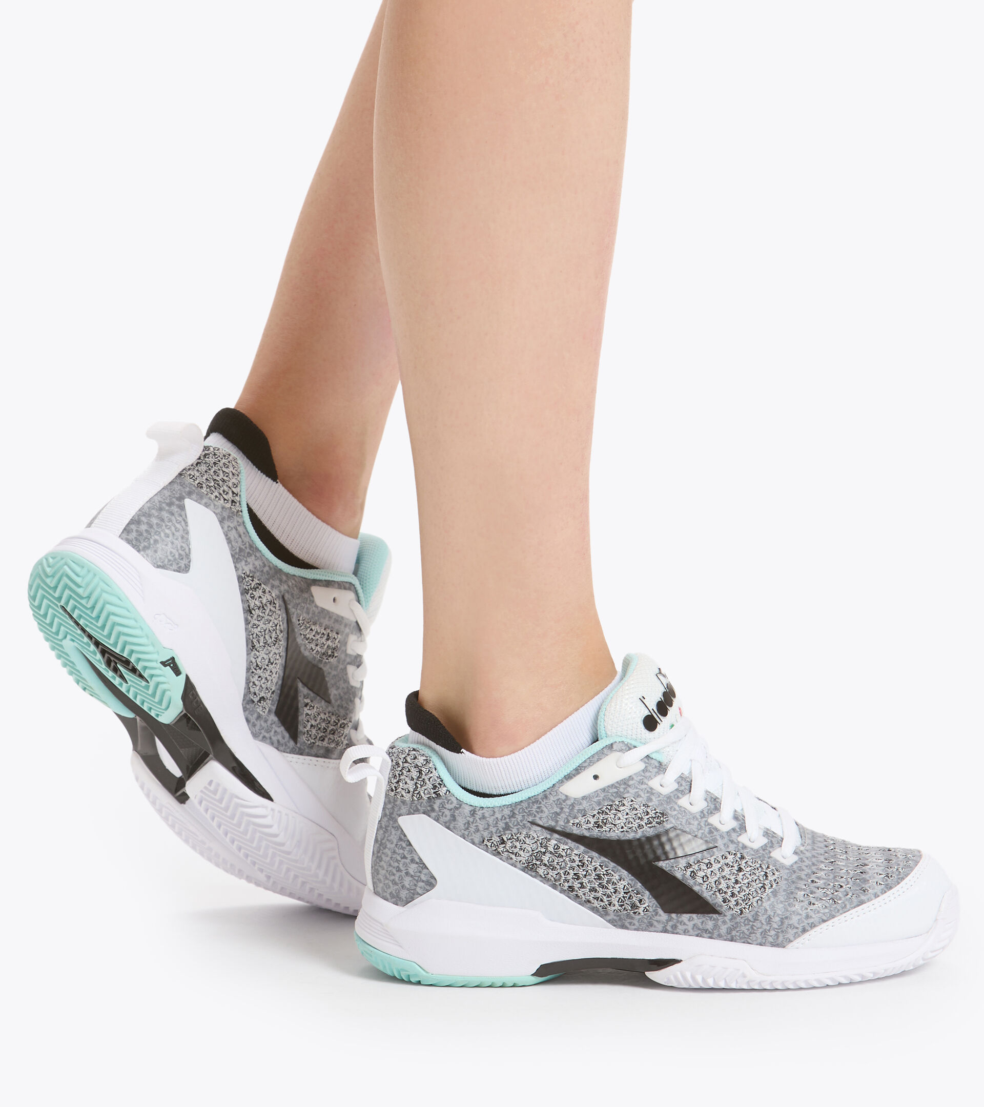 Chaussures de tennis pour terrains en terre battue - Femme S.SHOT 2 W CLAY BLANC/GRIS ACIER/BLEU TEINTE - Diadora