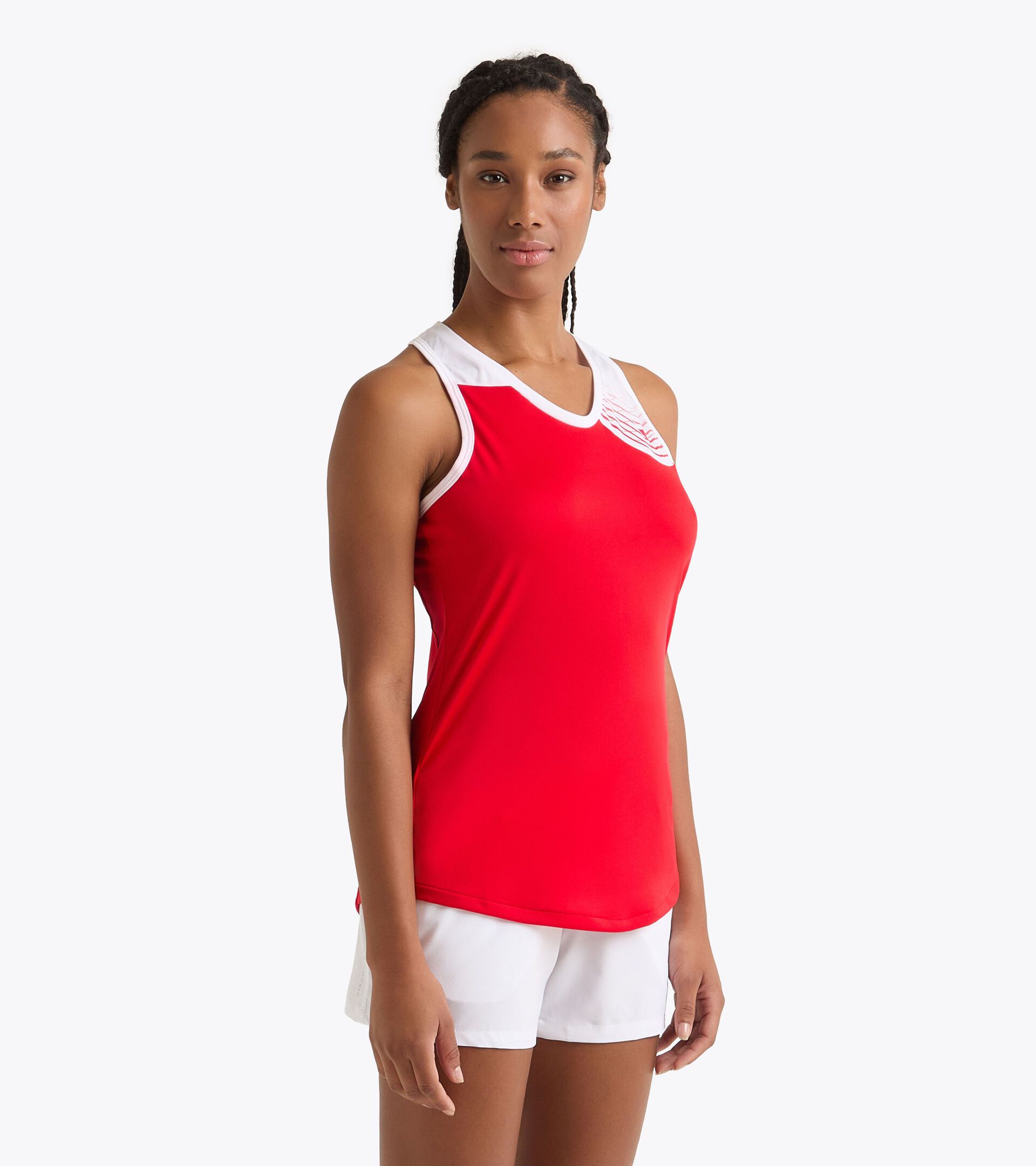 Camiseta de tennis sin mangas - Mujer L. TANK COURT ROJO TOMATE - Diadora
