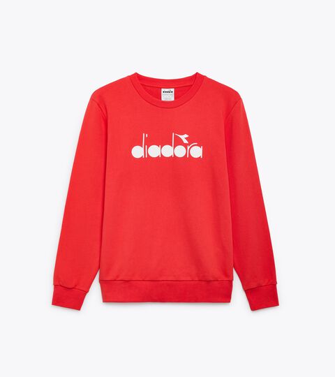 SWEATSHIRT CREW LOGO, BITTERSWEET RED Sweatshirt - Made in Italy - Gender Neutral SWEATSHIRT CREW LOGO BITTERSWEET RED - Diadora