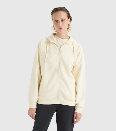 Hooded sweatshirt - Women L.HOODIE FZ CHROMIA ANTIQUE WHITE - Diadora