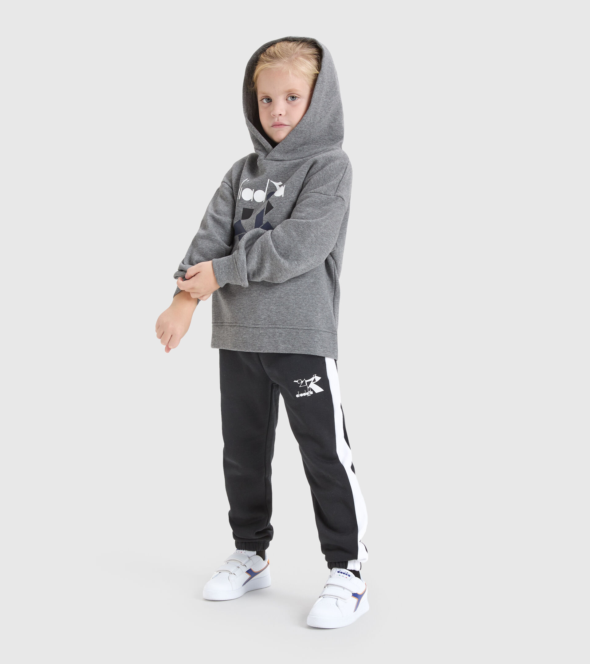 Felpa con cappuccio - Bambino JB.HOODIE SWEAT TWISTER GRIGIO MELANGE SCURO - Diadora