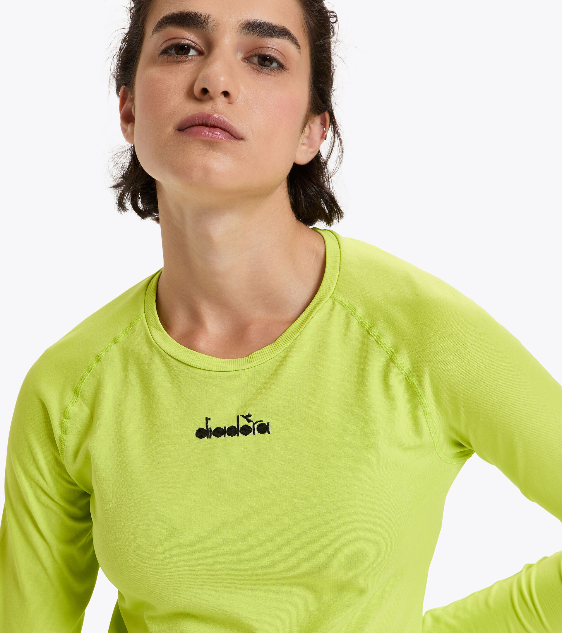 Italian-made running T-shirt - Women L. LS SKIN FRIENDLY T-SHIRT GREEN SPRING - Diadora