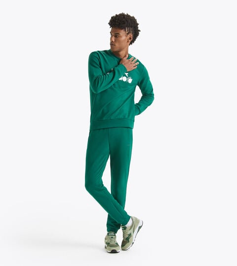 Non-brushed cotton tracksuit (crewneck sweatshirt and trousers) SWEATSHIRT LOGO TRACKSUIT green  - null