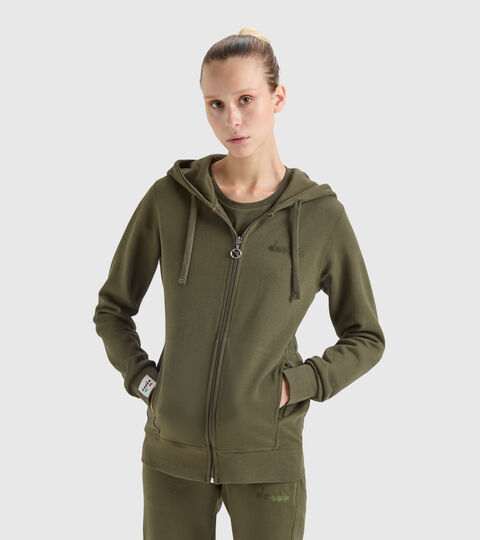 Hooded sweatshirt - Made in Italy - Women L. HOODIE FZ MII GREEN MILITARY - Diadora
