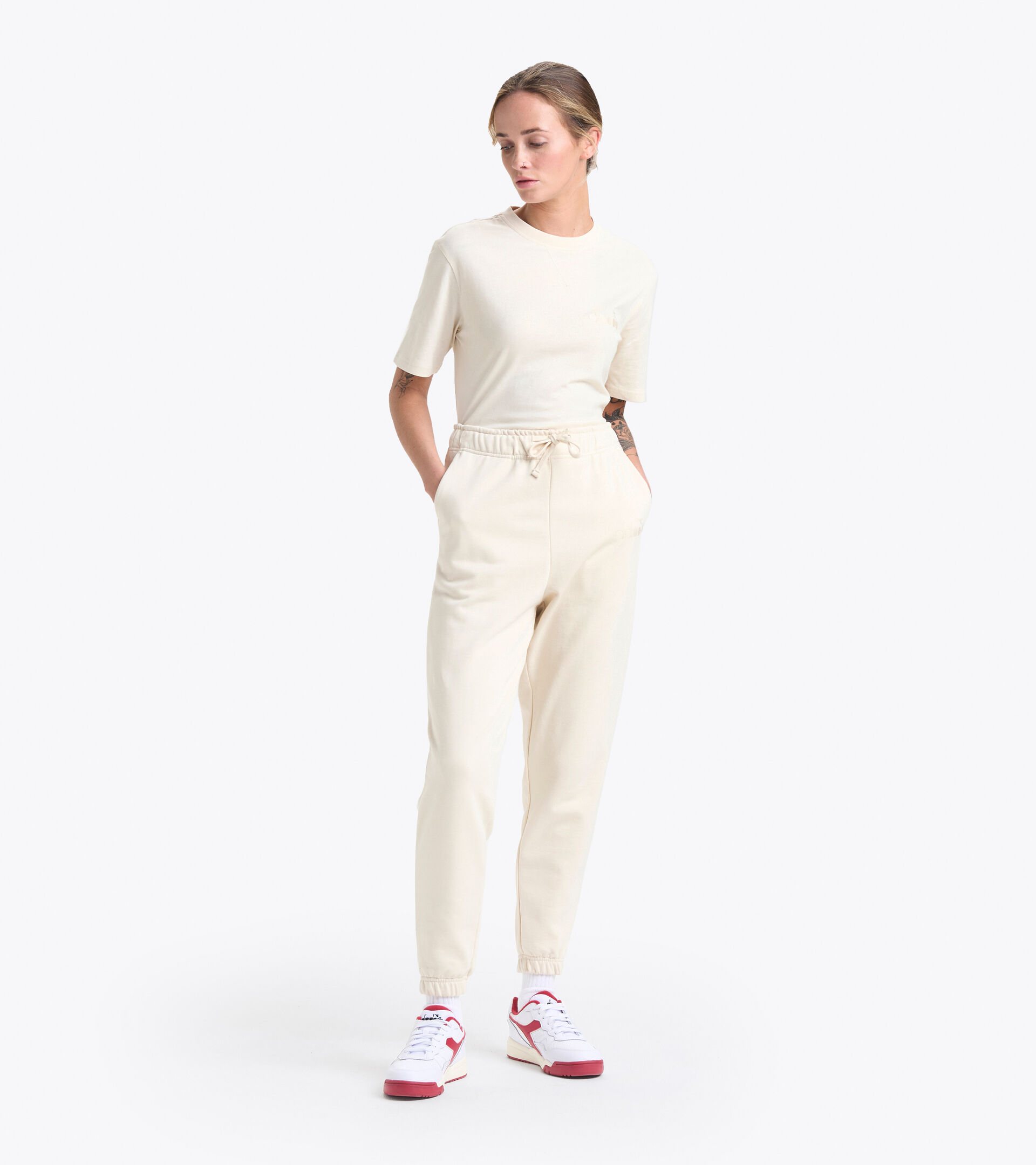 Cotton sweatpants - Gender neutral PANT SPW LOGO WHITE SWAN - Diadora
