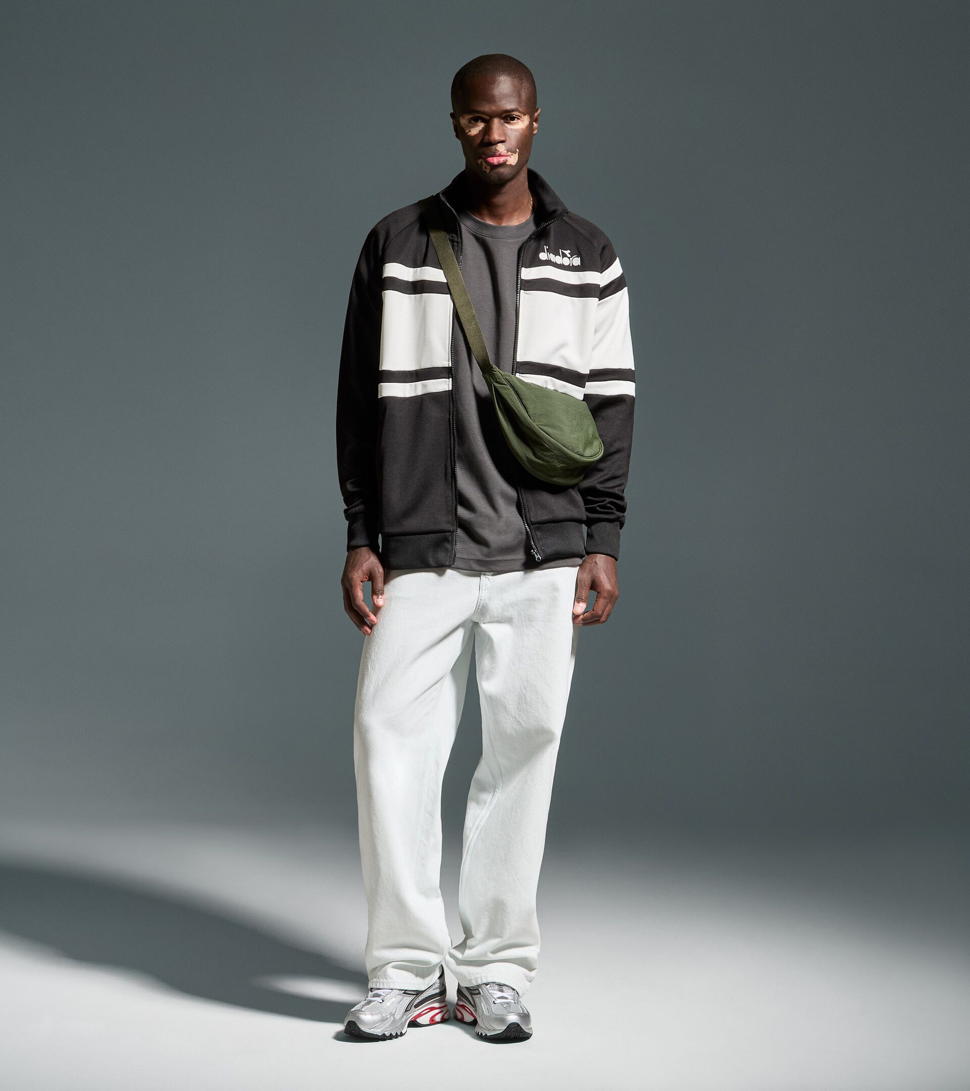 Veste de sport d&rsquo;inspiration ann&eacute;es 80 - Pour tous les genres JACKET 80S BLANC VIF/NOIR - Diadora