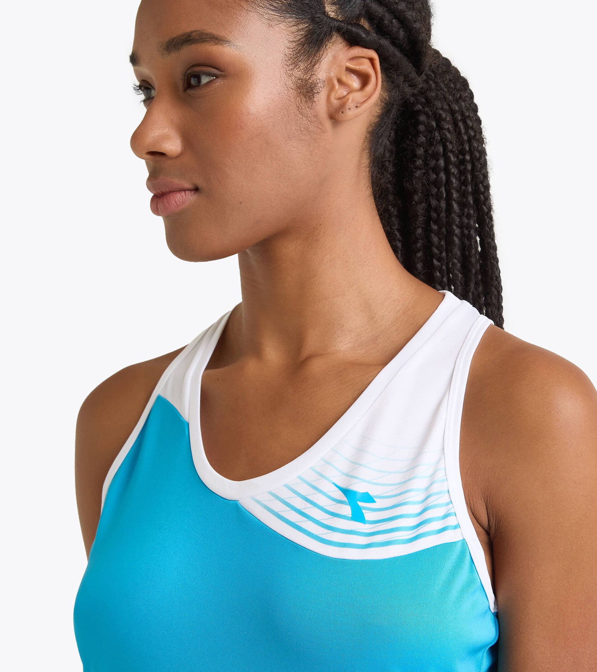 Haut sans manches de tennis pour Femme L. TANK COURT BLEU ROI FLUO - Diadora