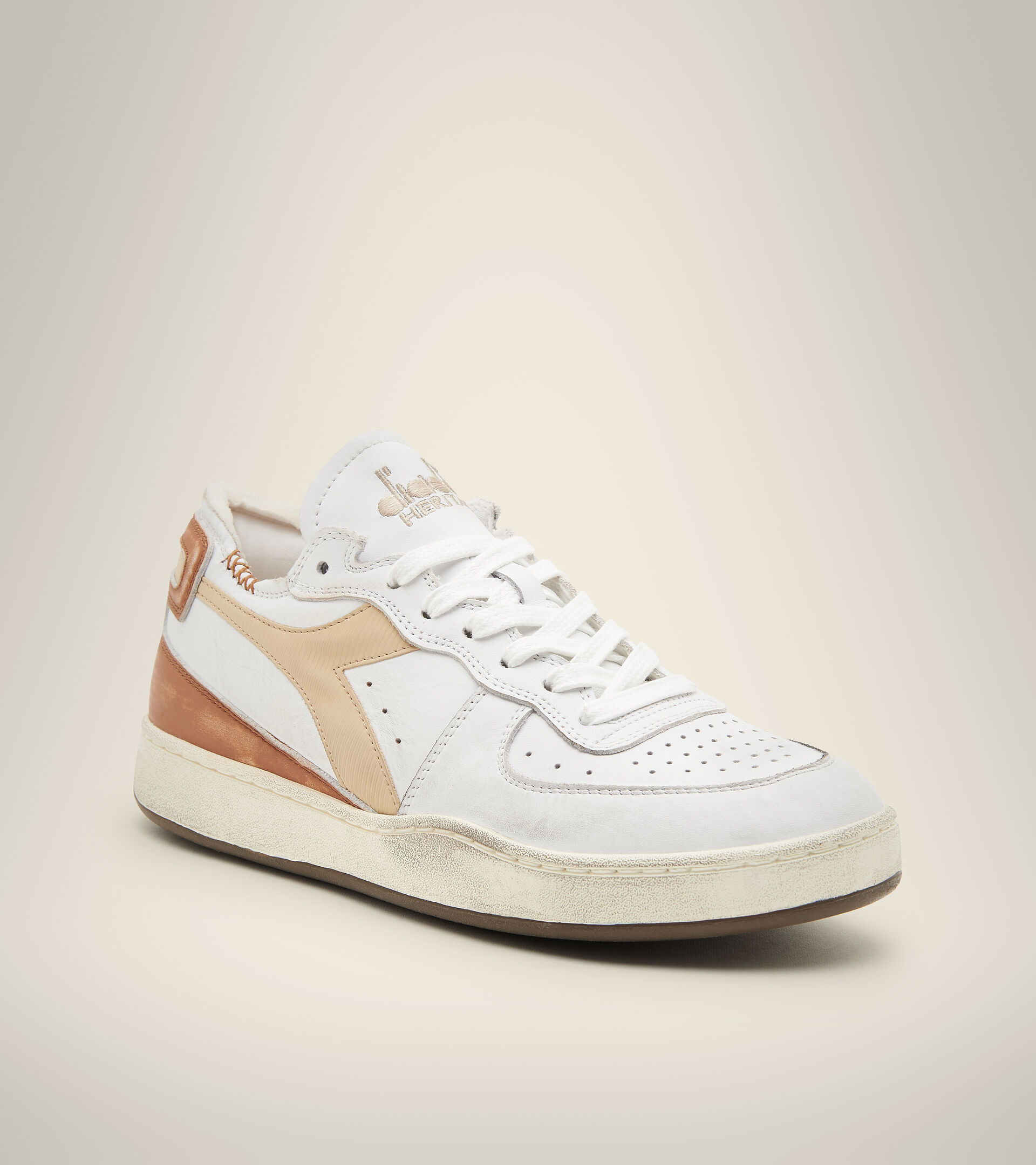 Heritage shoe - Unisex MI BASKET ROW CUT WHITE/BEIGE - Diadora