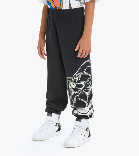 Pantalon jogger en molleton de coton - Enfant JU.JOGGER PANT WB BLACK/OPTICAL WHITE - Diadora