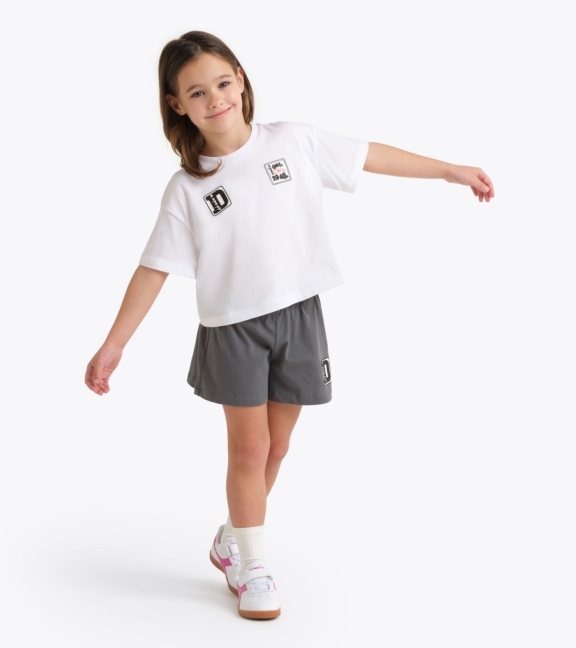 Conjunto deportivo - Camiseta y pantal&oacute;n corto - Ni&ntilde;a JG. SET ESS. SPORTS SS BLANCO VIVO - Diadora
