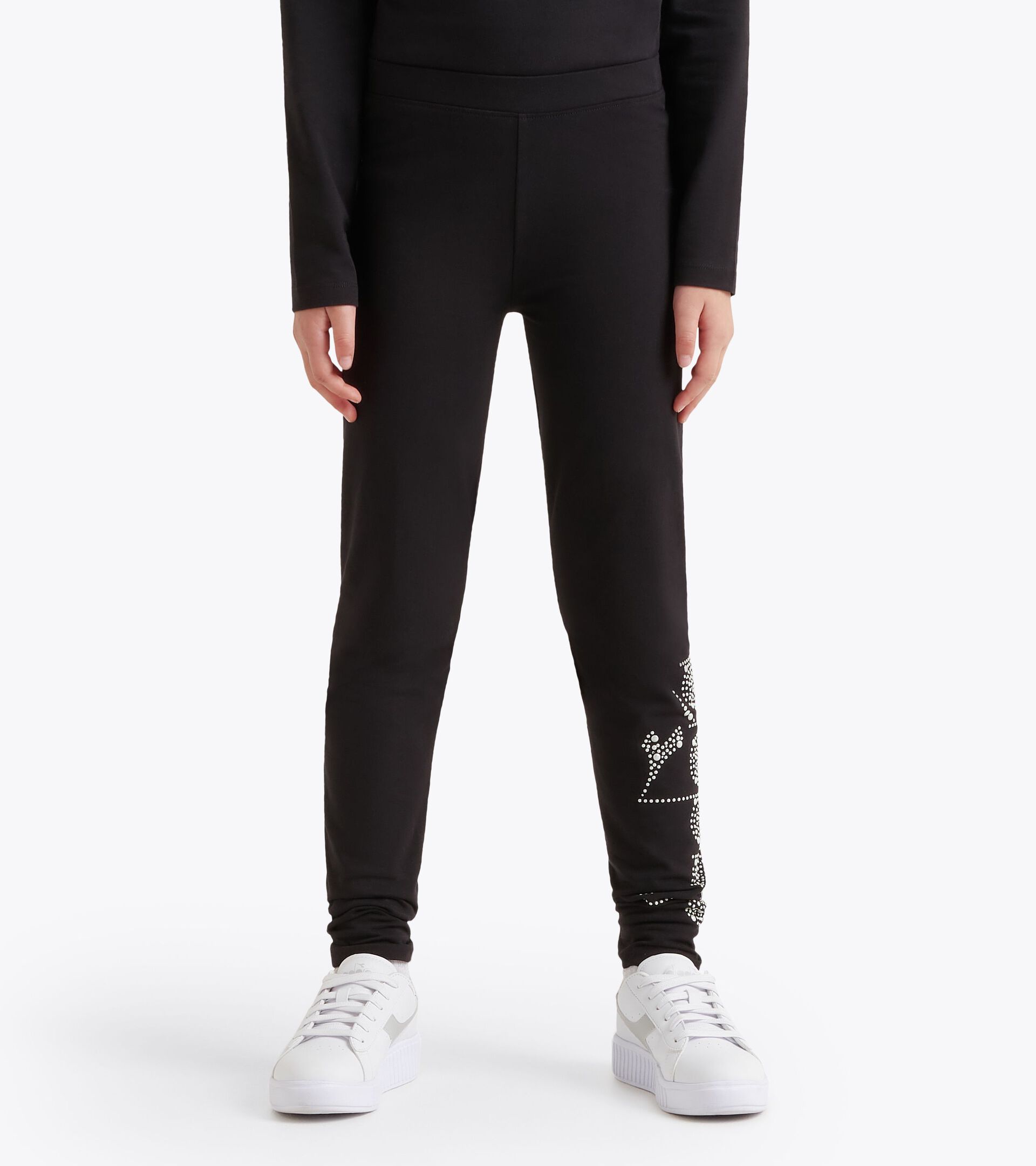Leggings - Girls JG. LEGGINGS RHINESTONE BLACK - Diadora