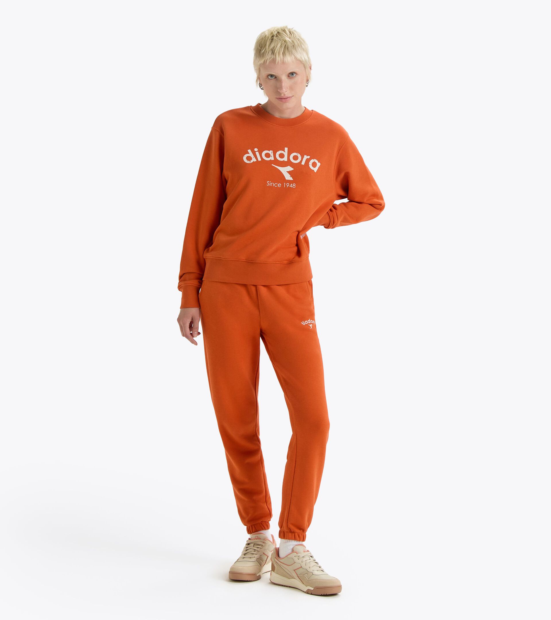 Crewneck sweatshirt - Gender Neutral
 SWEATSHIRT CREW ATHL. LOGO PUREED PUMPKIN - Diadora