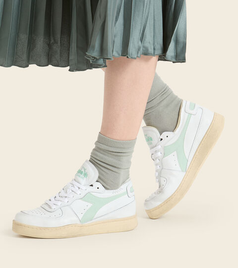 MI BASKET ROW CUT, WHITE/SMOKE GREEN Heritage shoe - Unisex MI BASKET ROW CUT WHITE/SMOKE GREEN - Diadora