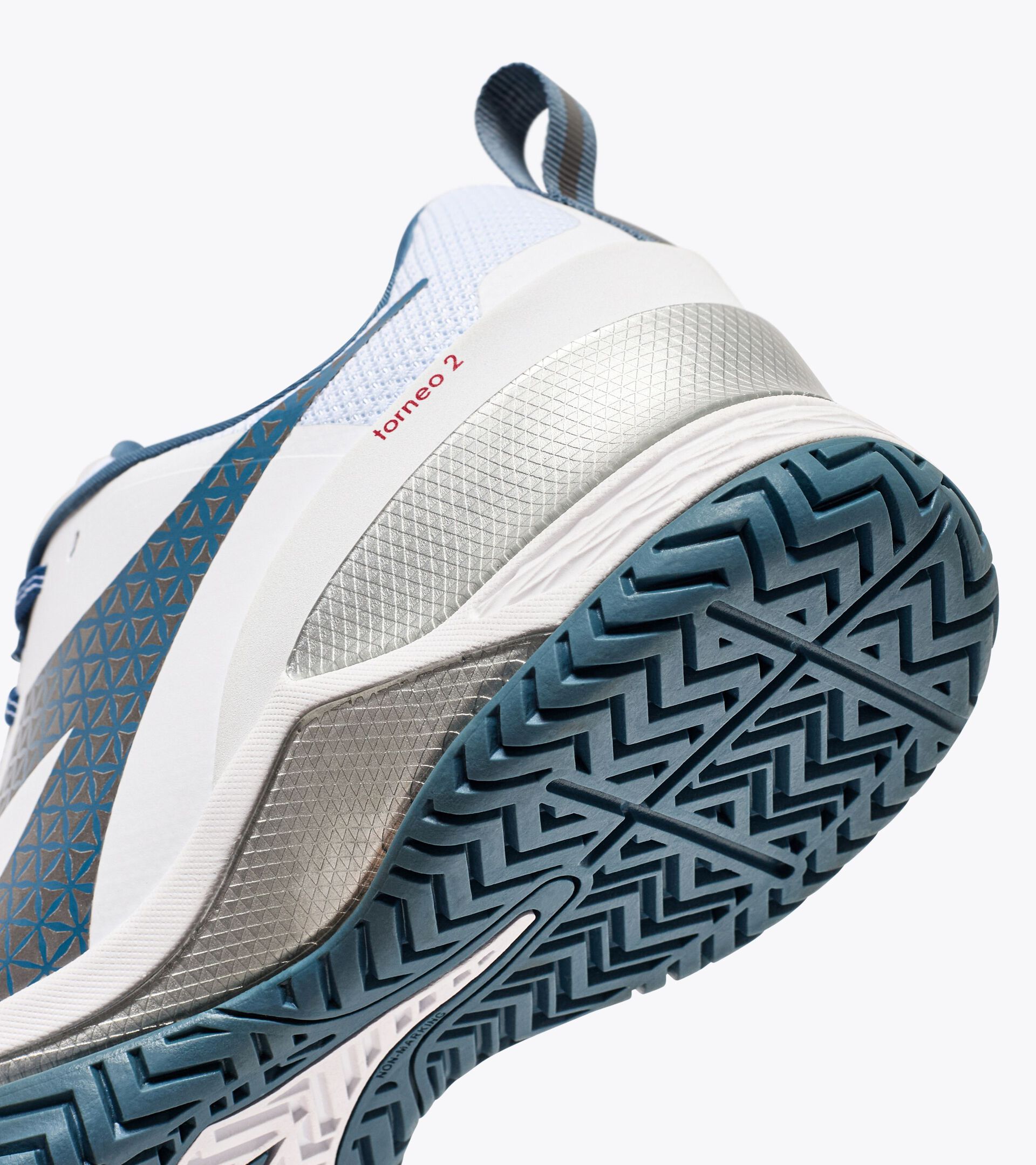 Tennis shoes for hard surfaces or clay - Men BLUSHIELD TORNEO 2 AG WHITE/OCEANVIEW/SALSA - Diadora