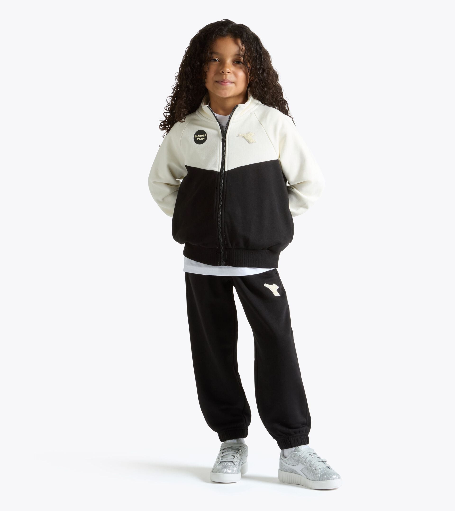 Cotton-look tracksuit - Regular/Relaxed fit - Boys and girls JU. TRACKSUIT FZ LOGO (FT) BLACK - Diadora