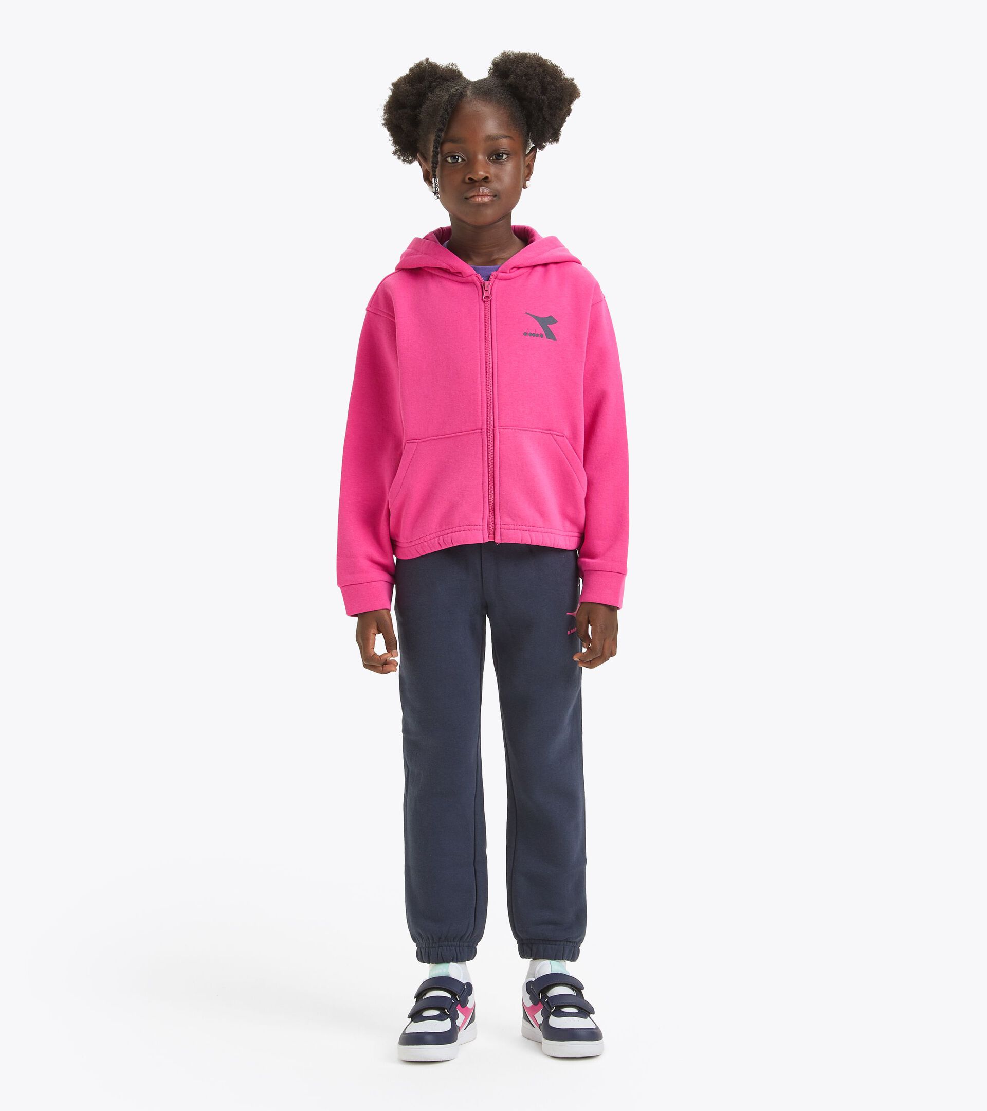 Tuta sportiva - Bambino JG. TRACKSUIT HD FZ GLOSS ROSA SHOCKING/BLU CLASSICO - Diadora