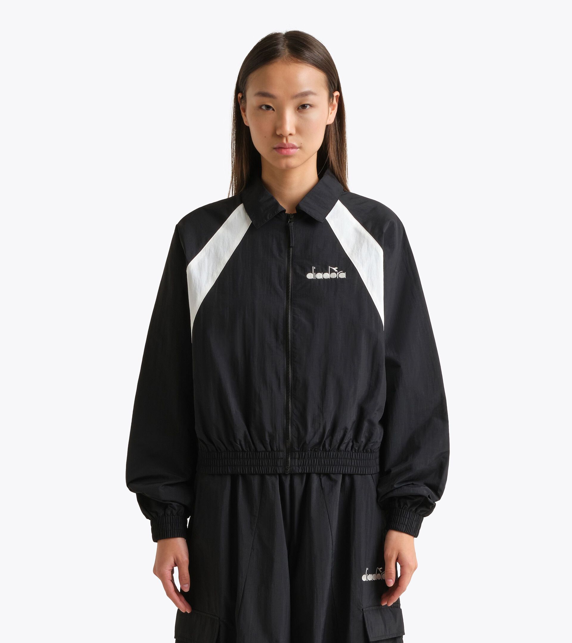 Ripstop Nylon Track Jacket - Women&rsquo;s L. TRACK JACKET LOGO BLACK - Diadora