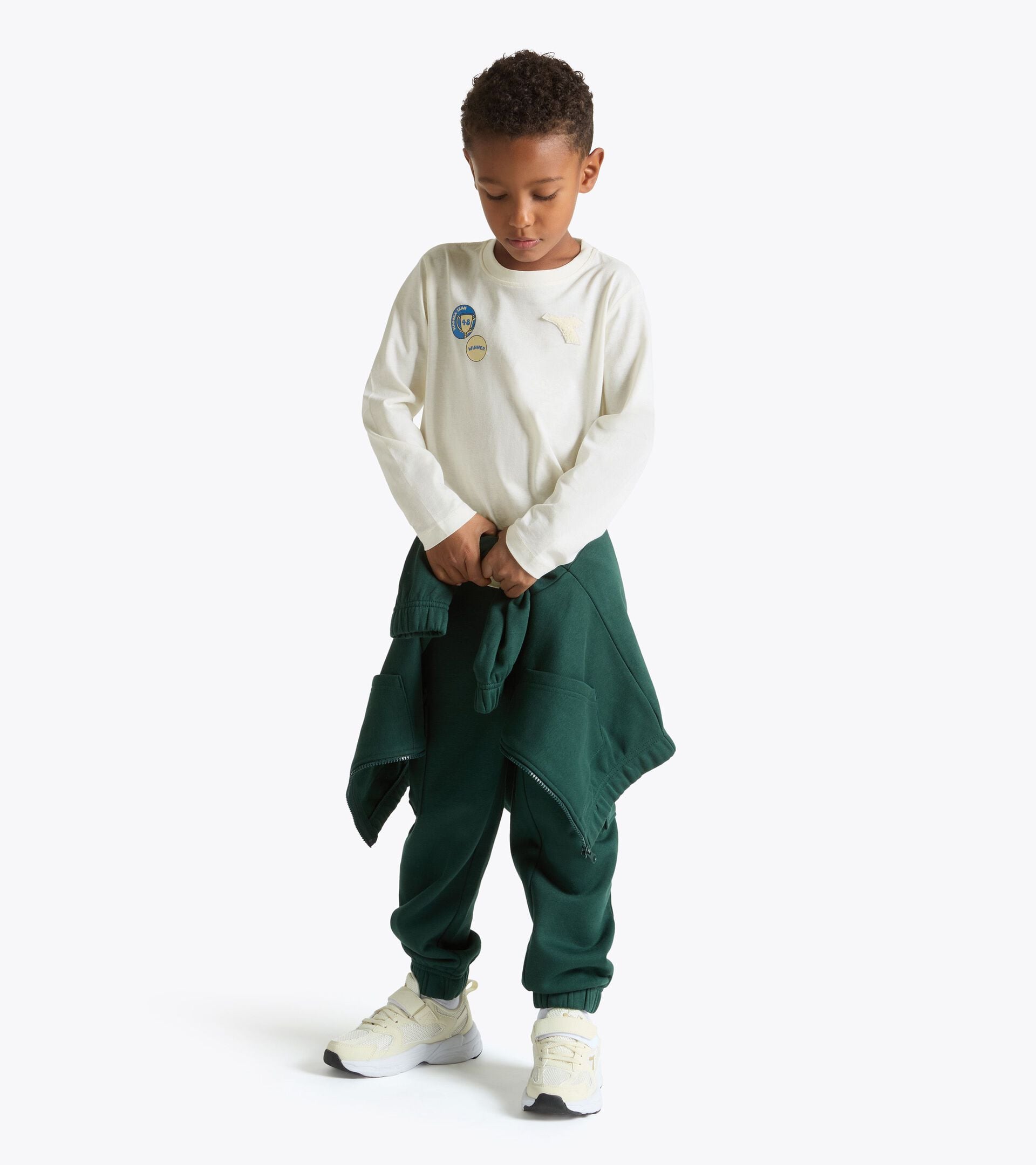 Long-sleeved T-shirt - Regular fit - Boys JB. T-SHIRT LS LOGO GARDENIA WHITE - Diadora