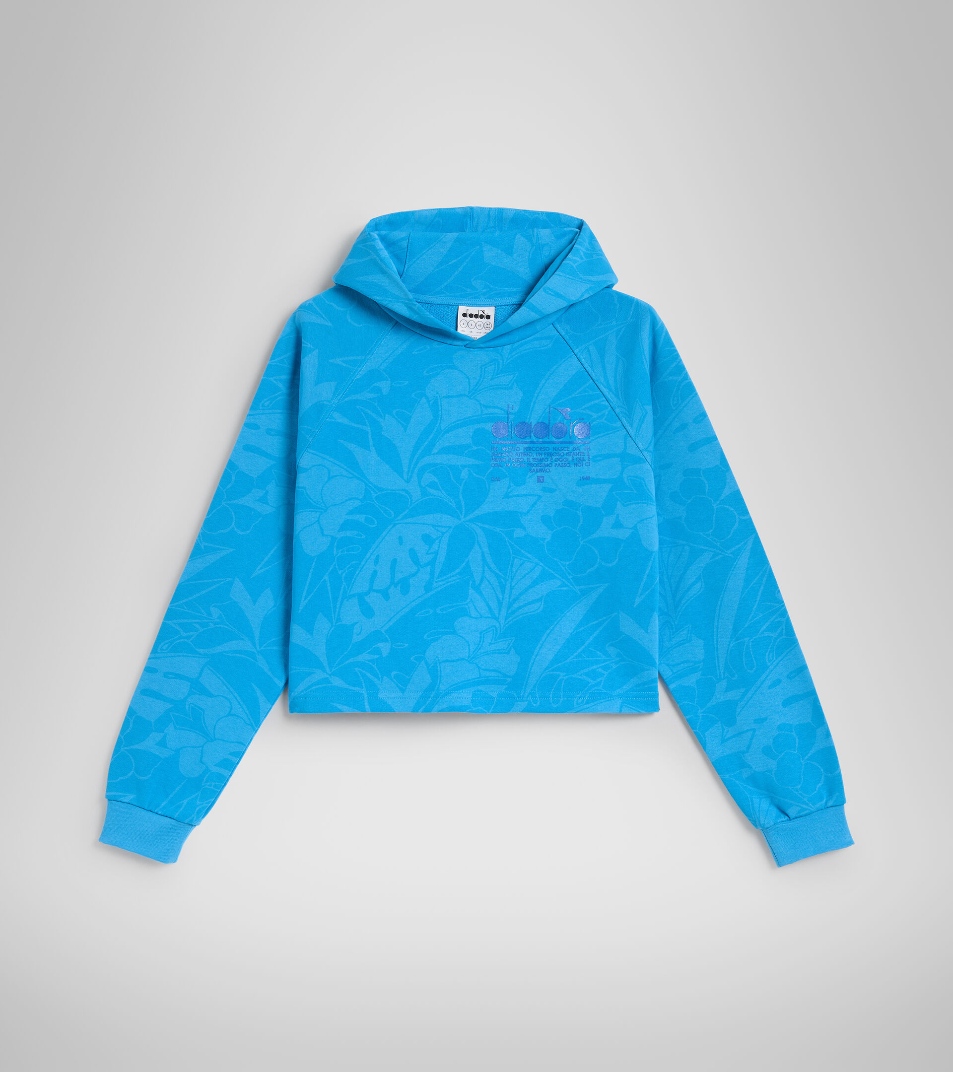 Cropped Cotton hoodie - Women L. HOODIE CROP MANIFESTO SKY BLUE INTENSE - Diadora