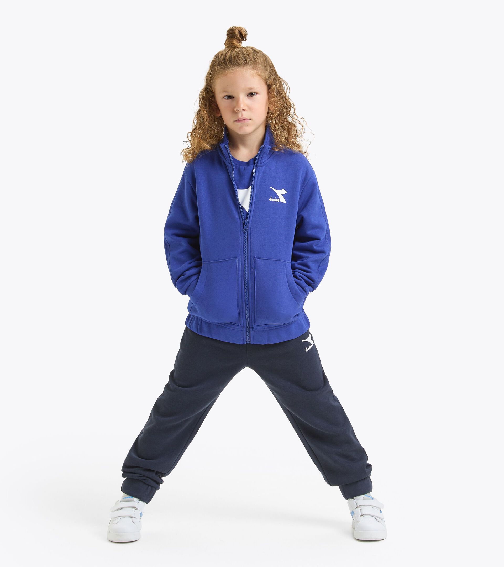 Tuta Nera Bambina Diadora JB. Tracksuit HD FZ Neon, Classic Navy, XS Bambini E Tuta Ragazza - 4