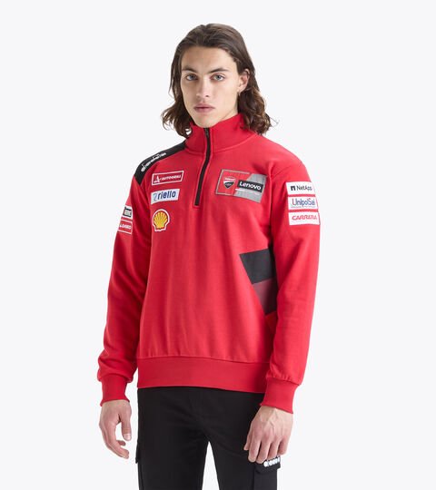 Sporty Ducati 23 MotoGP replica half-zip sweatshirt - Men’s HALF-ZIP DUCATI REPLICA MGP23 DUCATI MGP RED/BLACK - Diadora