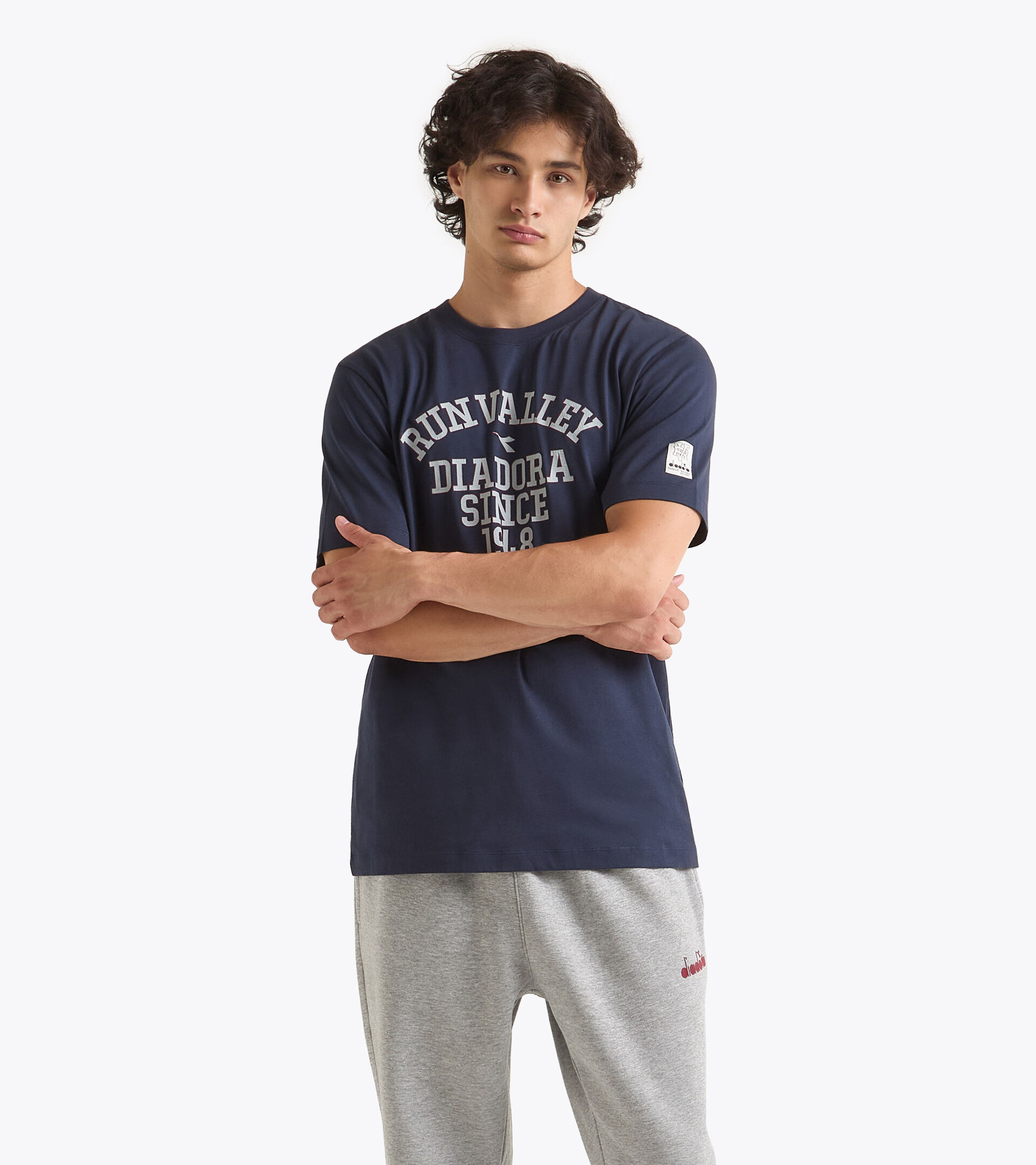 College-style inspired t-shirt - Run Valley - All-gender T-SHIRT SS RUN VALLEY BLUE DENIM - Diadora