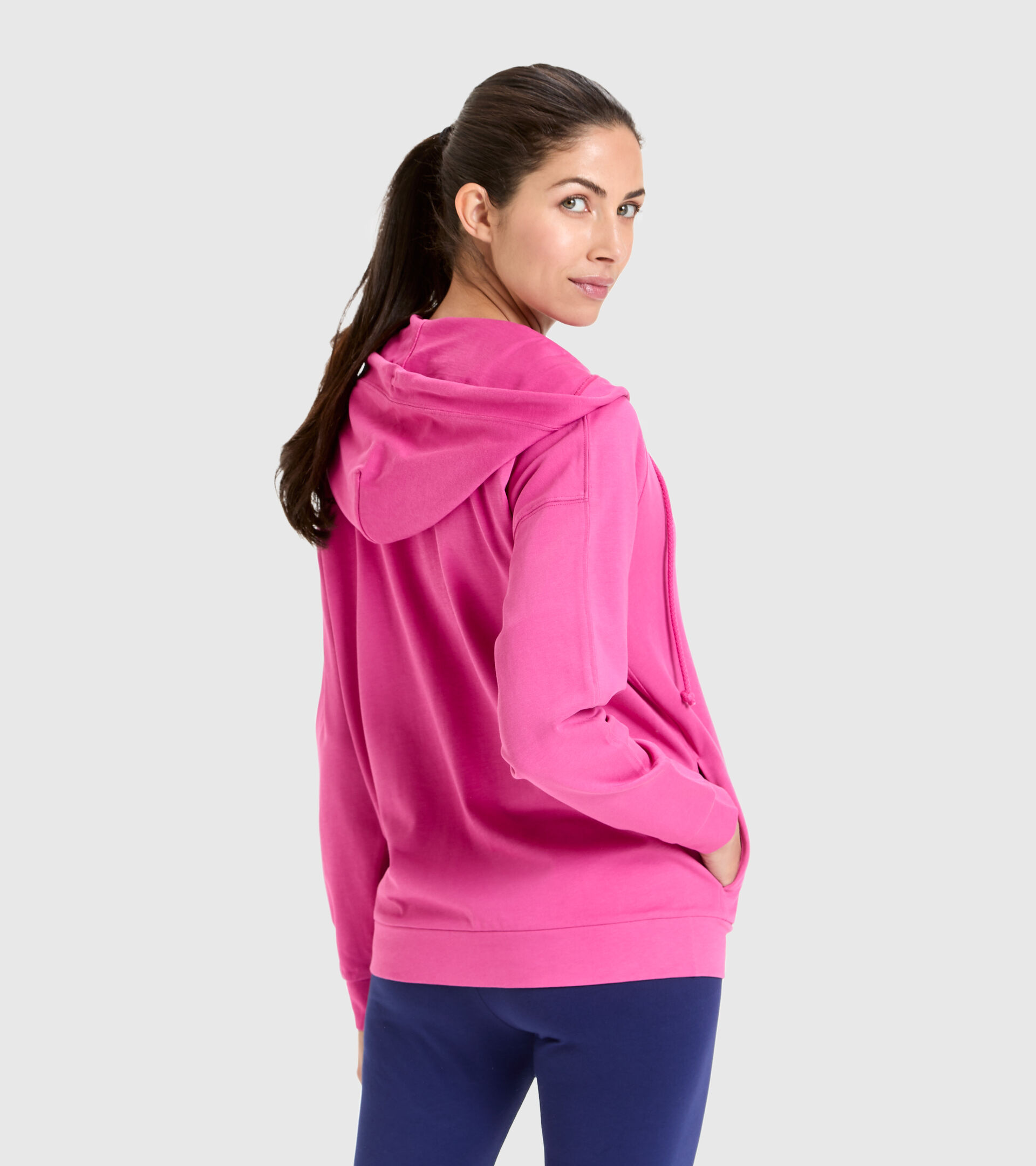 Cotton sports sweatshirt - Women L. HOODIE FZ CHROMIA PINK IBIS - Diadora
